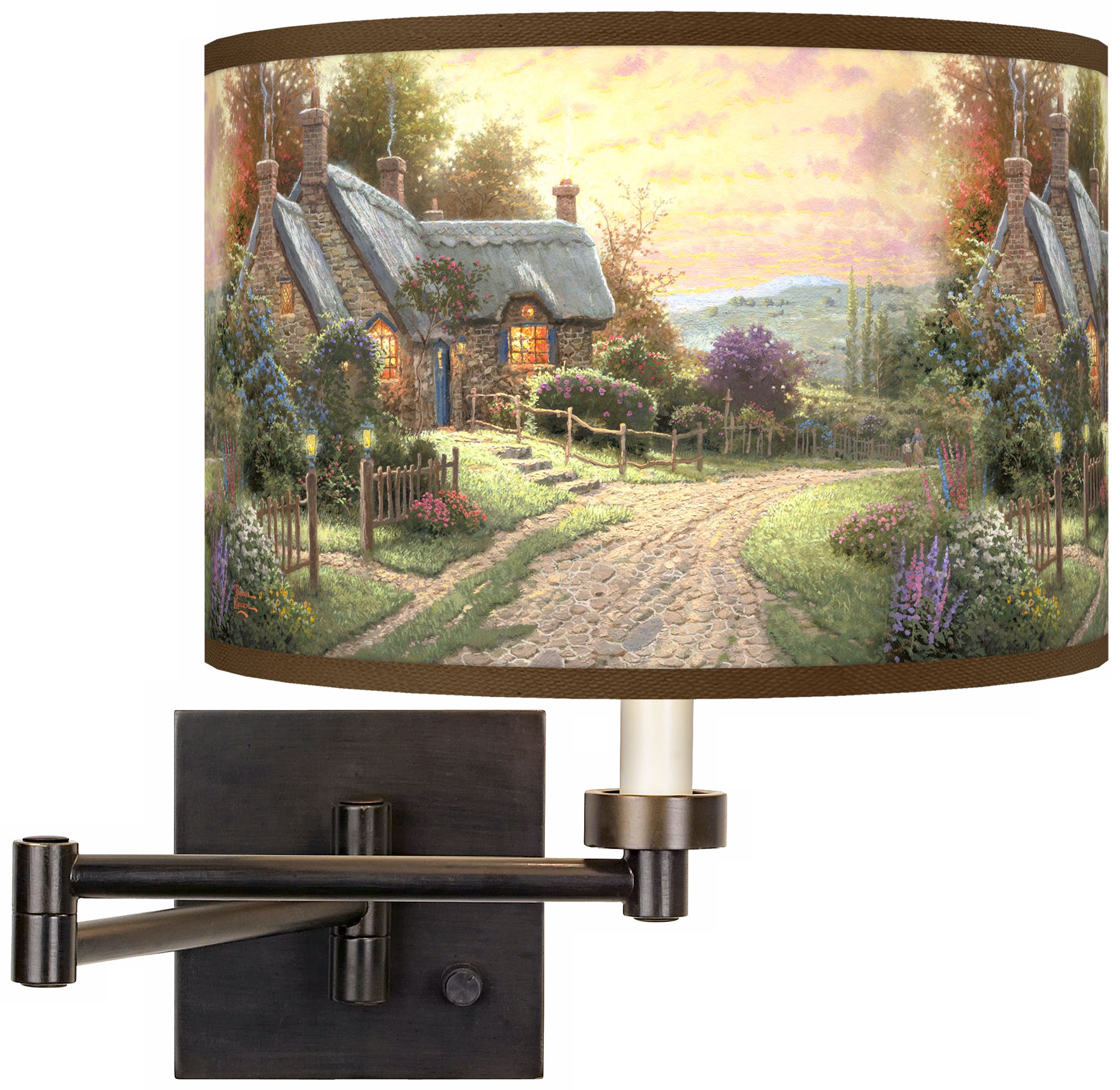 Thomas Kinkade A Peaceful Time Swing Arm Wall Light