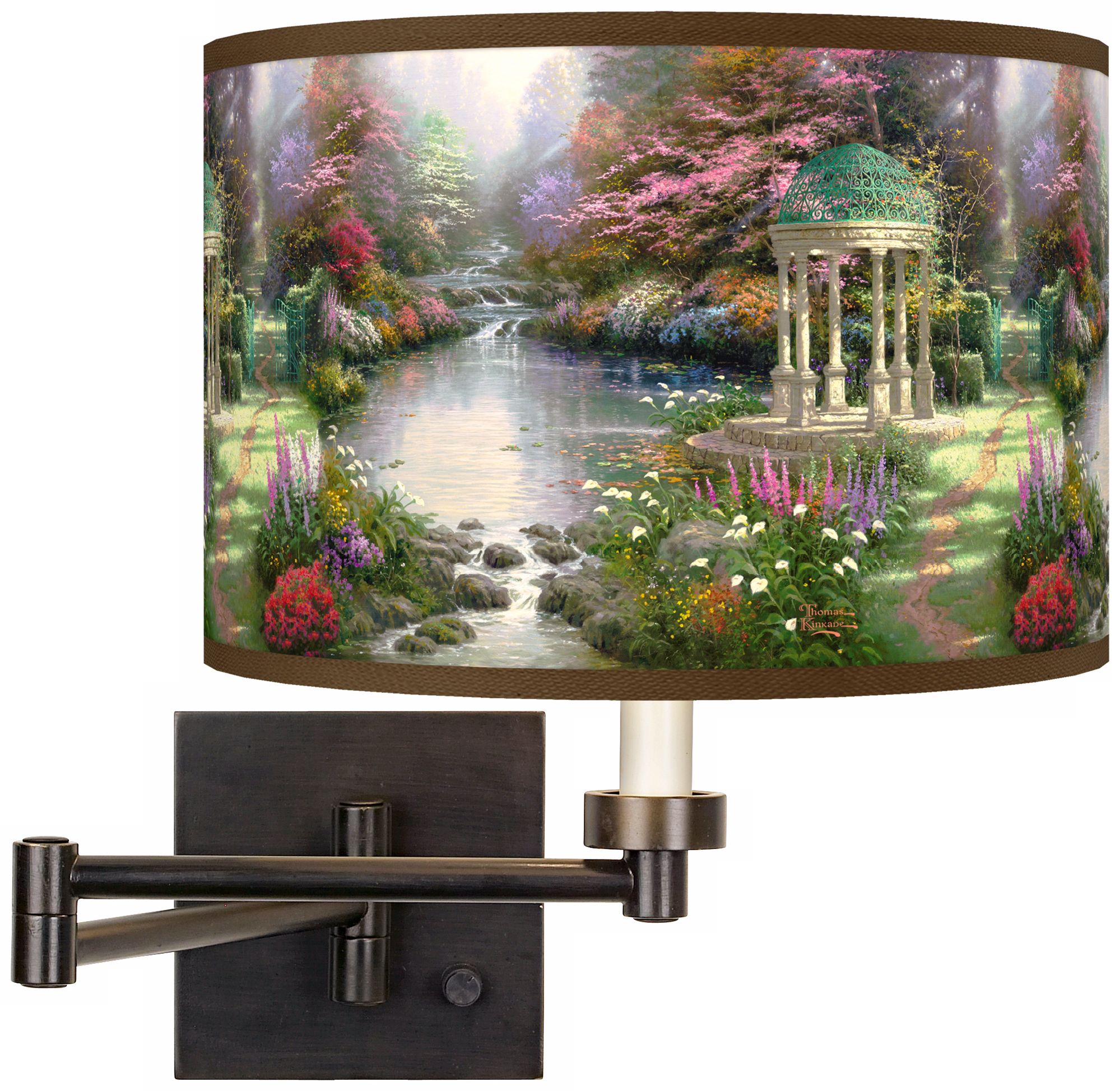 Thomas Kinkade The Garden of Prayer Swing Arm Wall Light