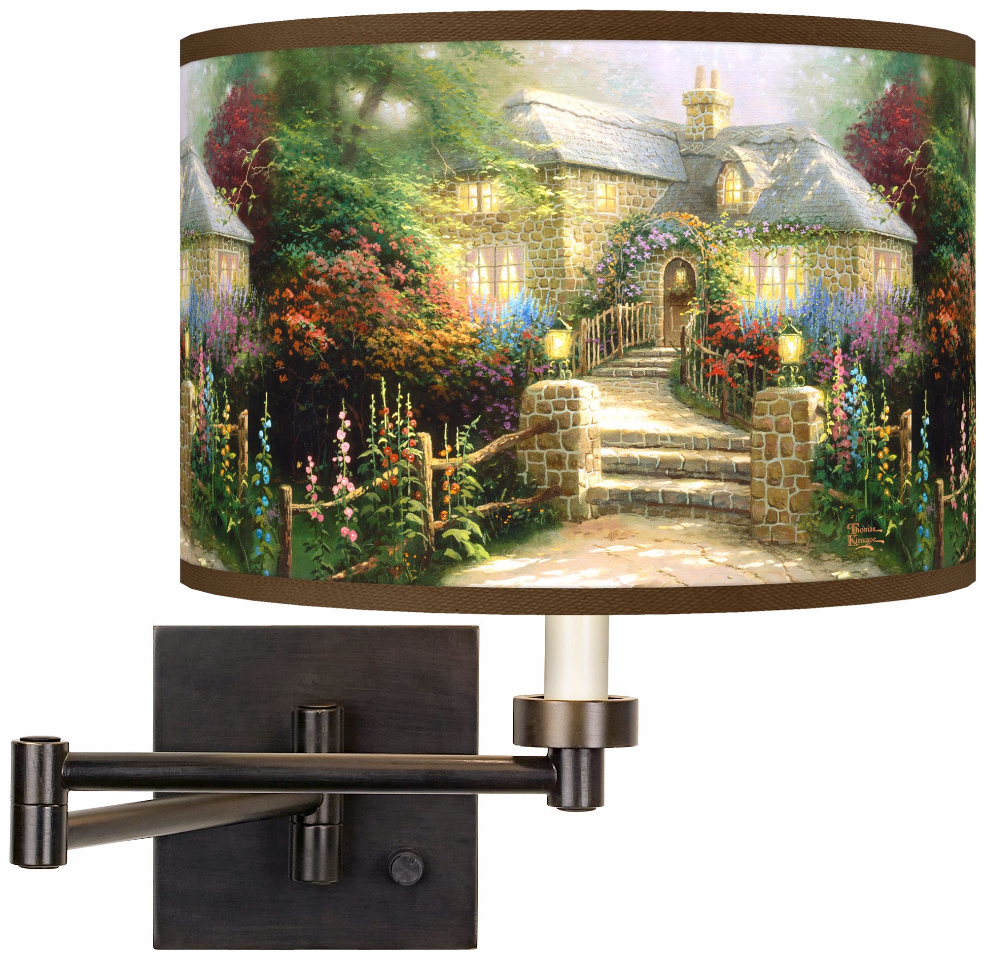 Thomas Kinkade Hollyhock House Swing Arm Wall Light