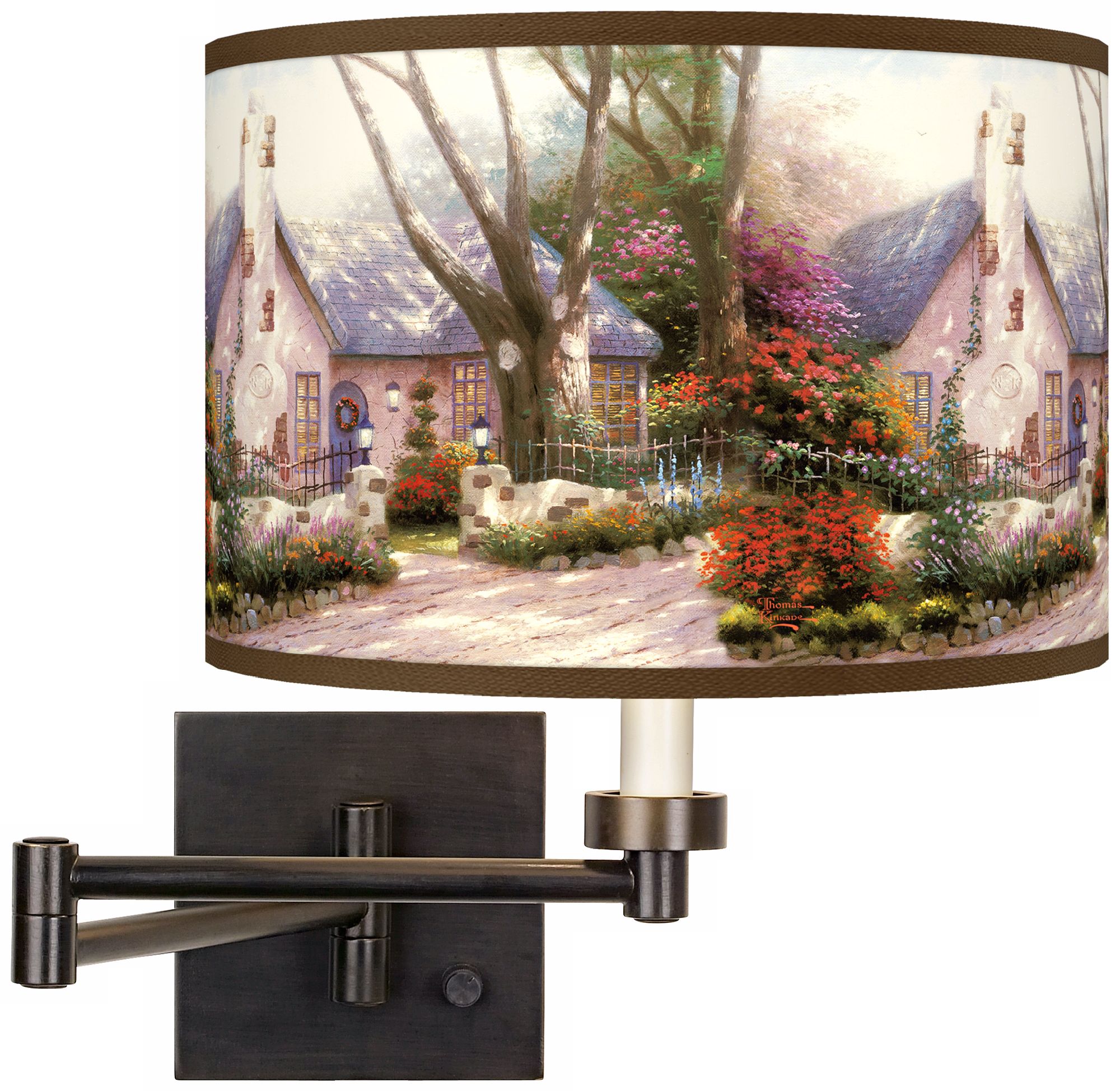 Thomas Kinkade Morning Glory Cottage Swing Arm Wall Light