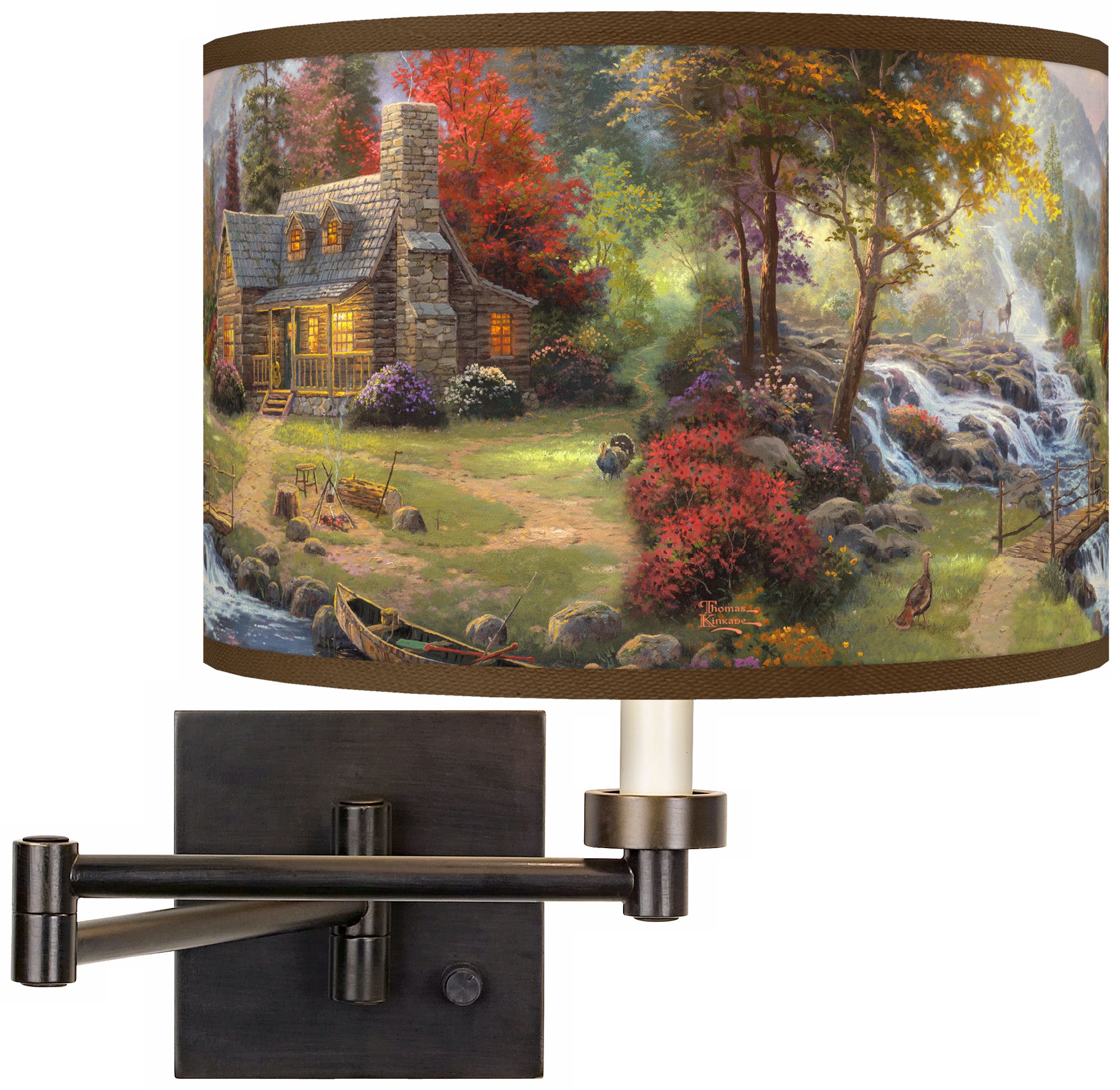 Thomas Kinkade Mountain Paradise Swing Arm Wall Light