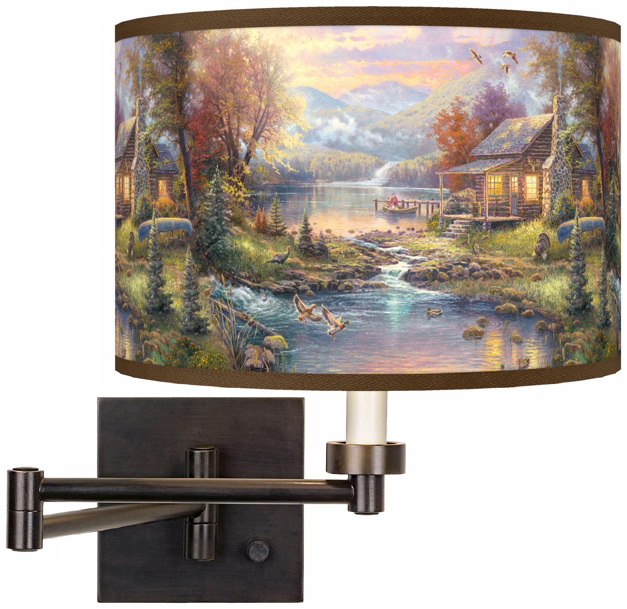 Thomas Kinkade Nature's Paradise Swing Arm Wall Light