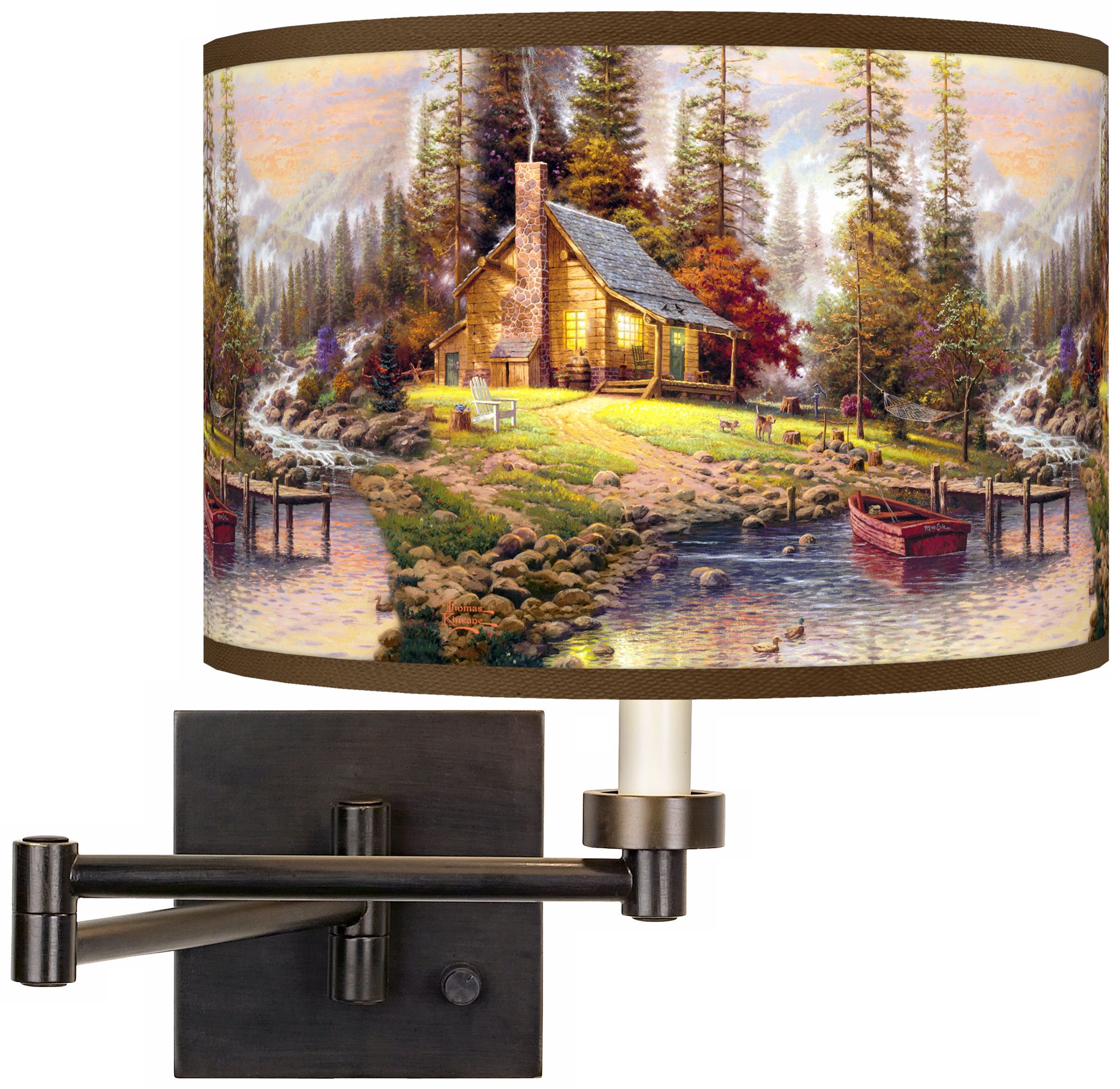 Thomas Kinkade A Peaceful Retreat Swing Arm Wall Light