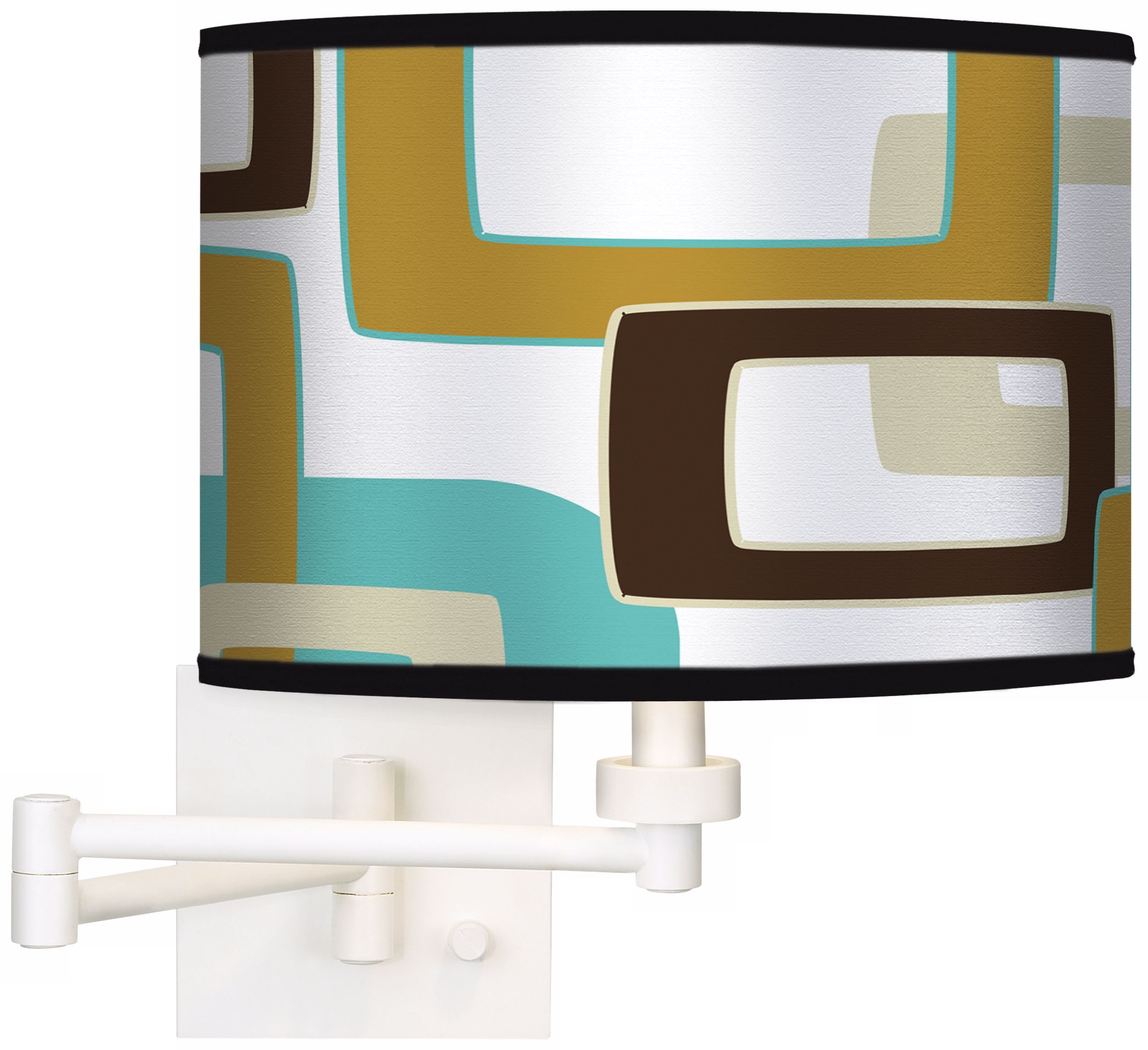 Countess Retro Rectangles Giclee White Swing Arm Wall Light