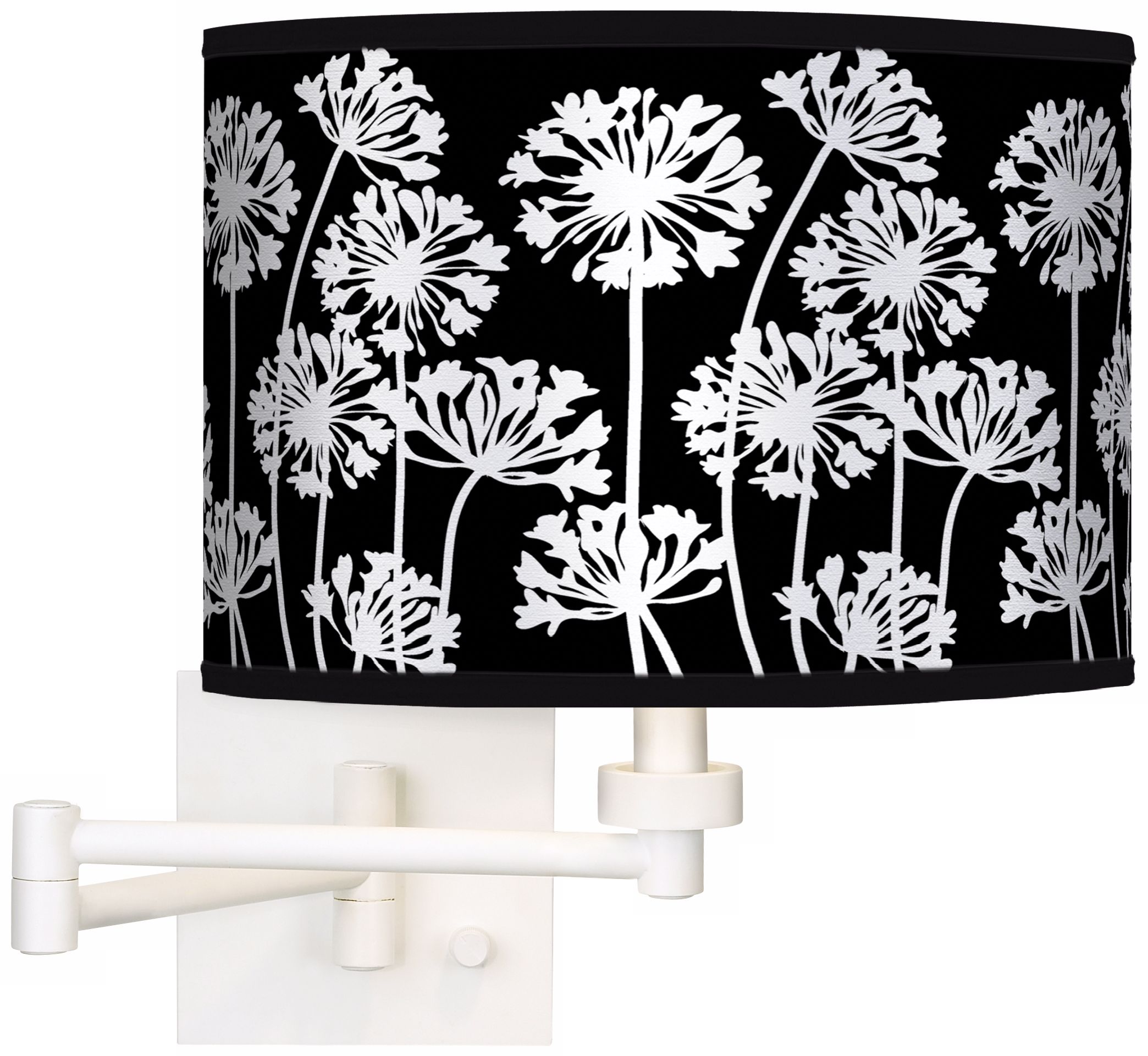 Stacy Garcia African Lily Black Giclee White Swing Arm Wall Light