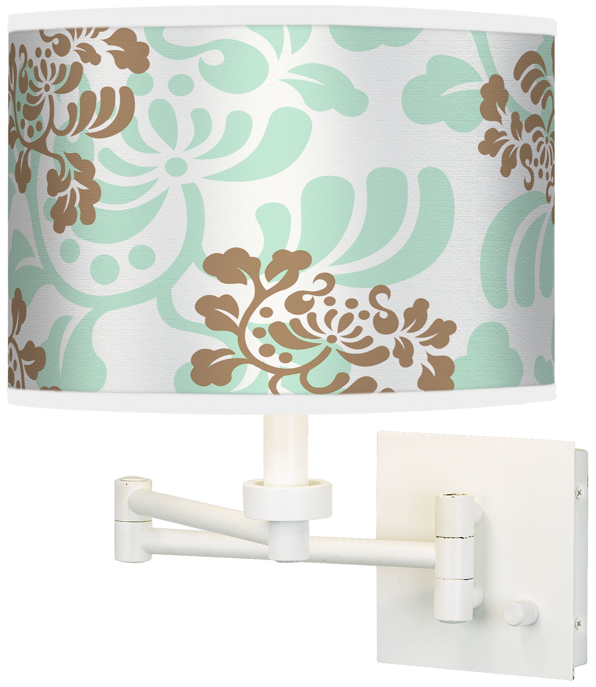 Classic Mist & Taupe Giclee White Swing Arm Wall Light