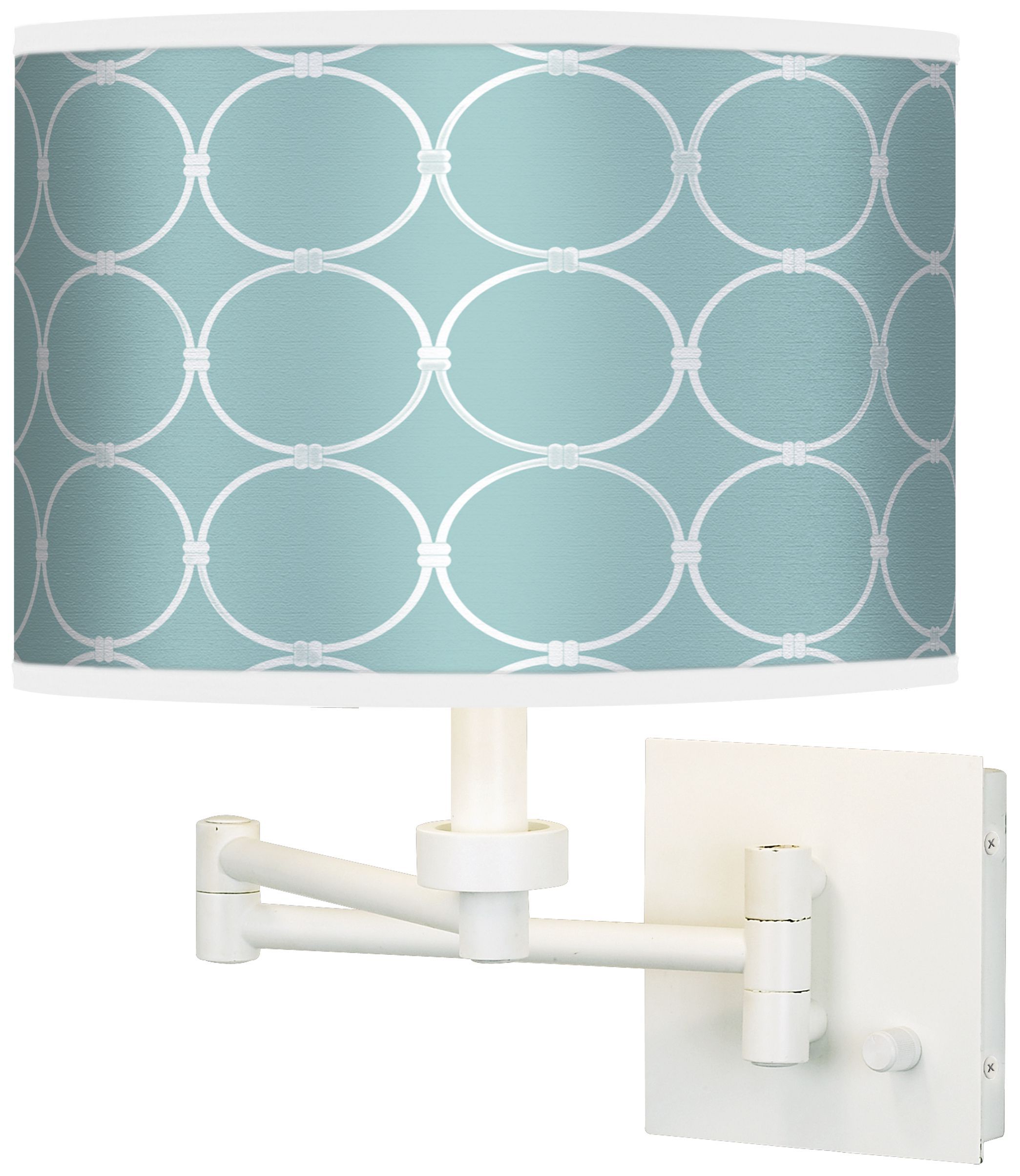 Aqua Interlace Giclee White Swing Arm Wall Light