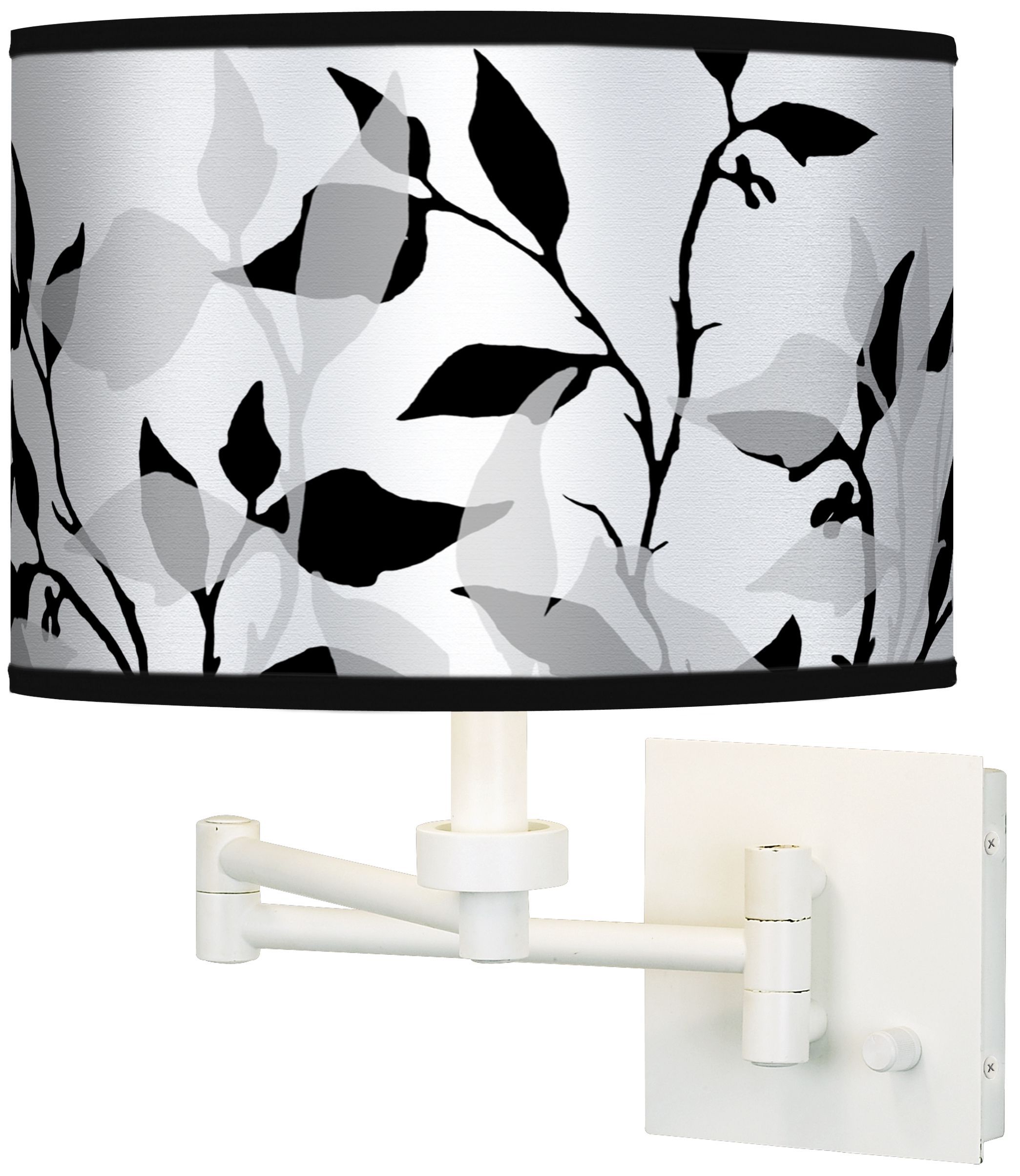Three-Tone Leaves Giclee White Swing Arm Wall Light