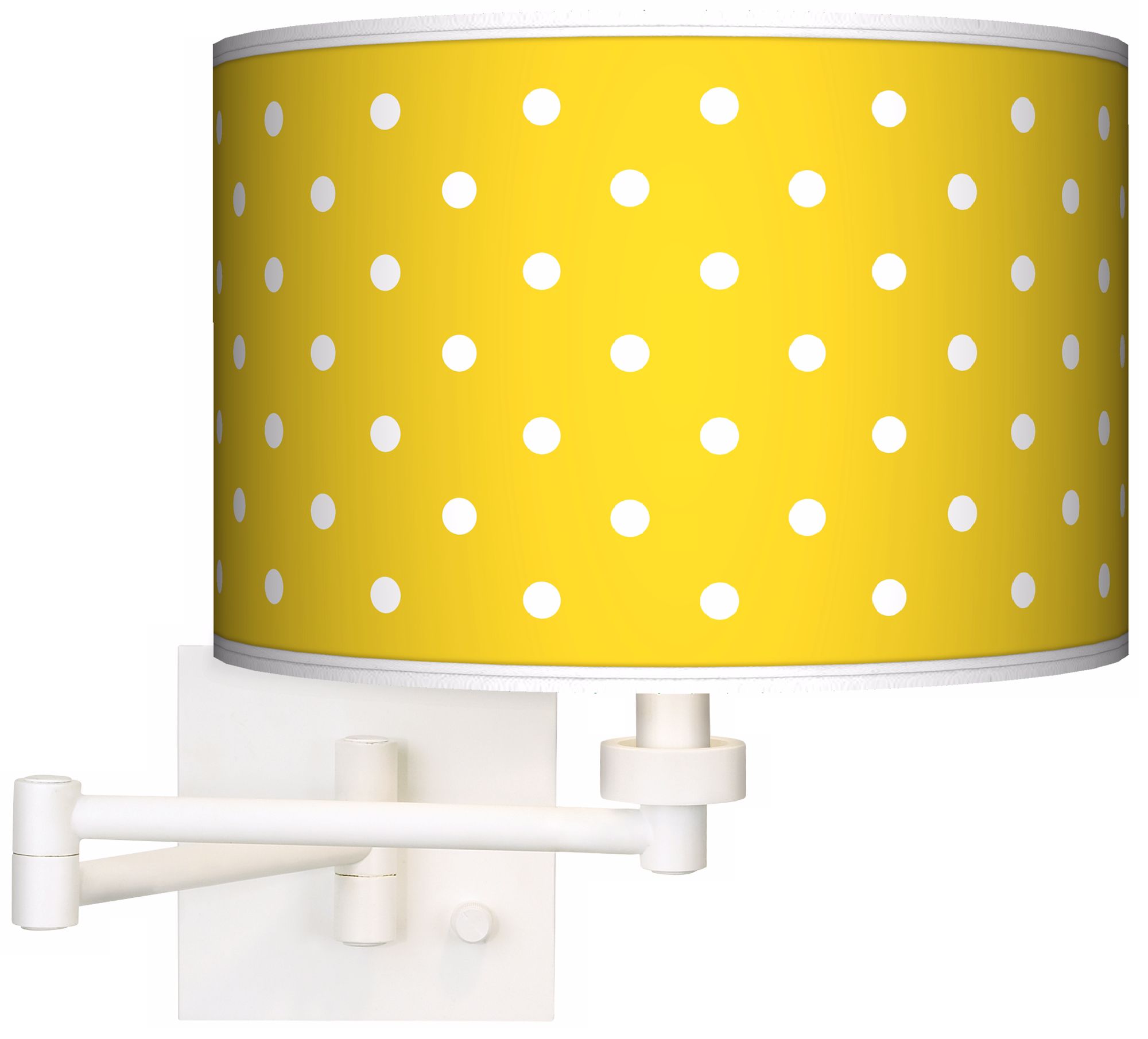 Mini Dots Yellow Giclee White Swing Arm Wall Light
