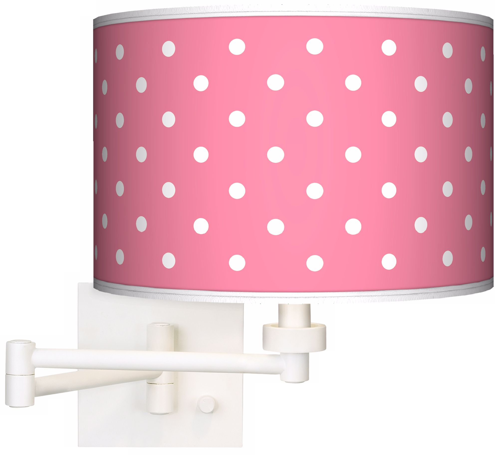 Mini Dots Pink Giclee White Swing Arm Wall Light