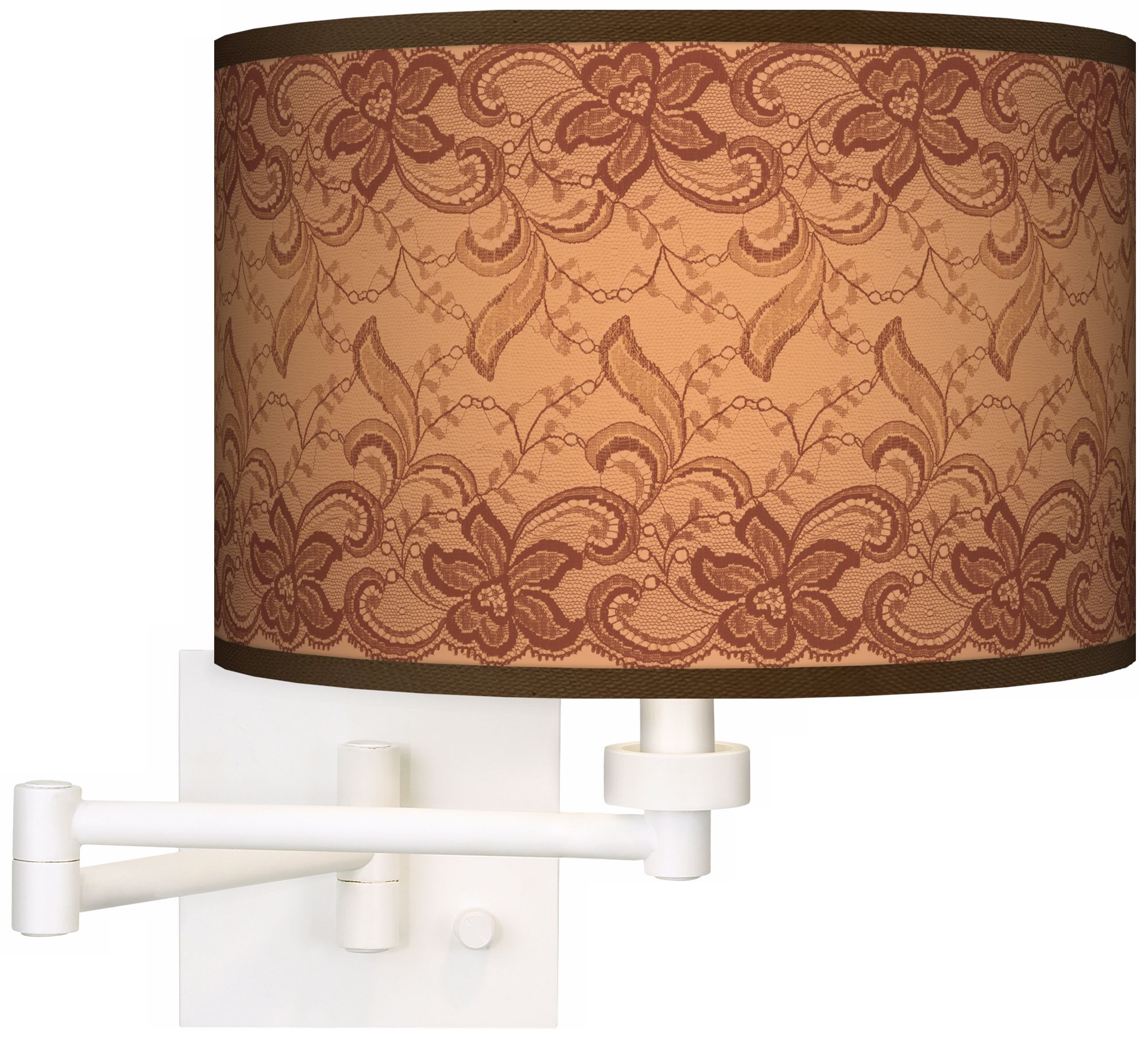 Sepia Lace Giclee White Plug-In Swing Arm Wall Light