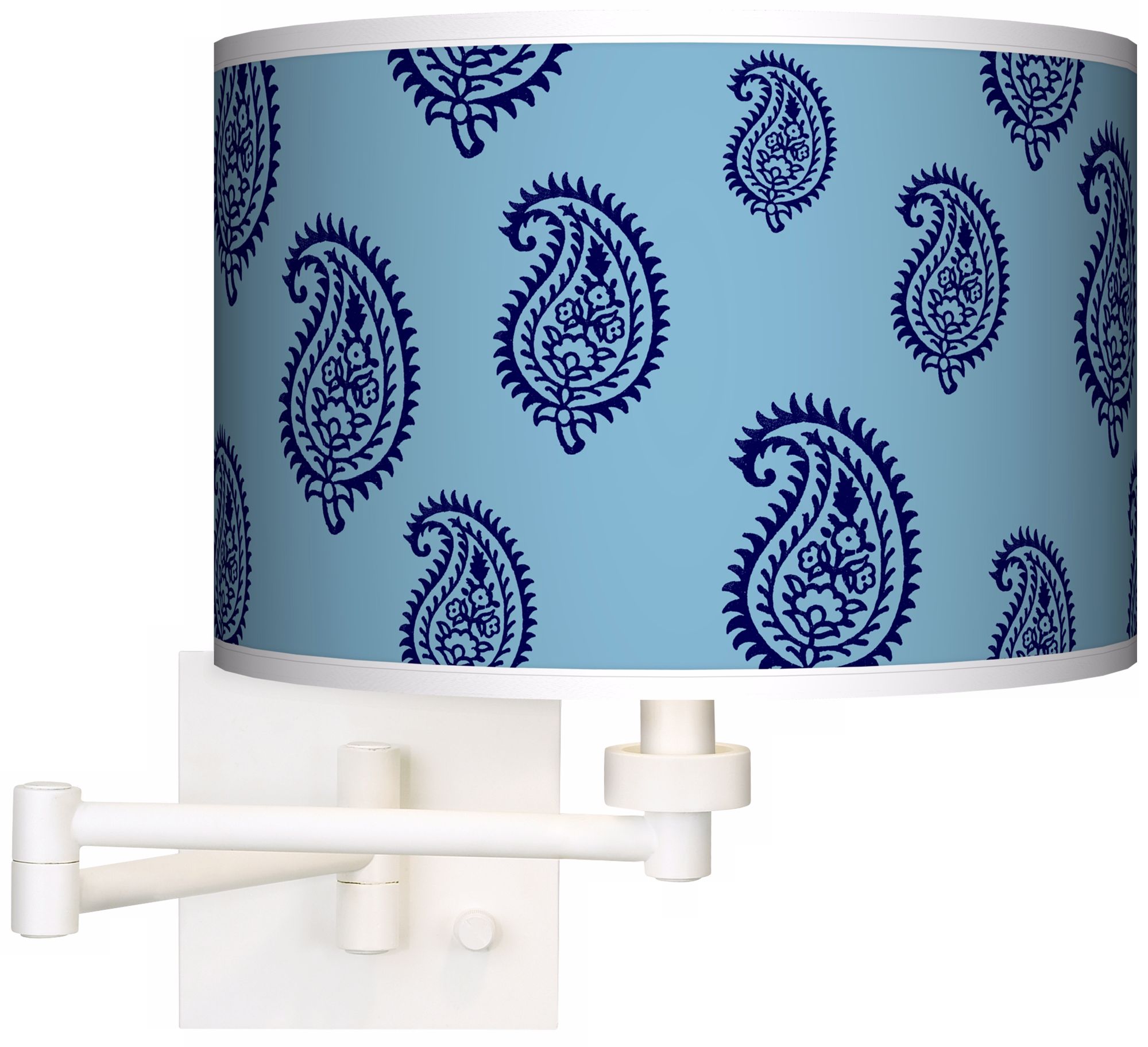 Paisley Rain Giclee White Swing Arm Wall Lamp