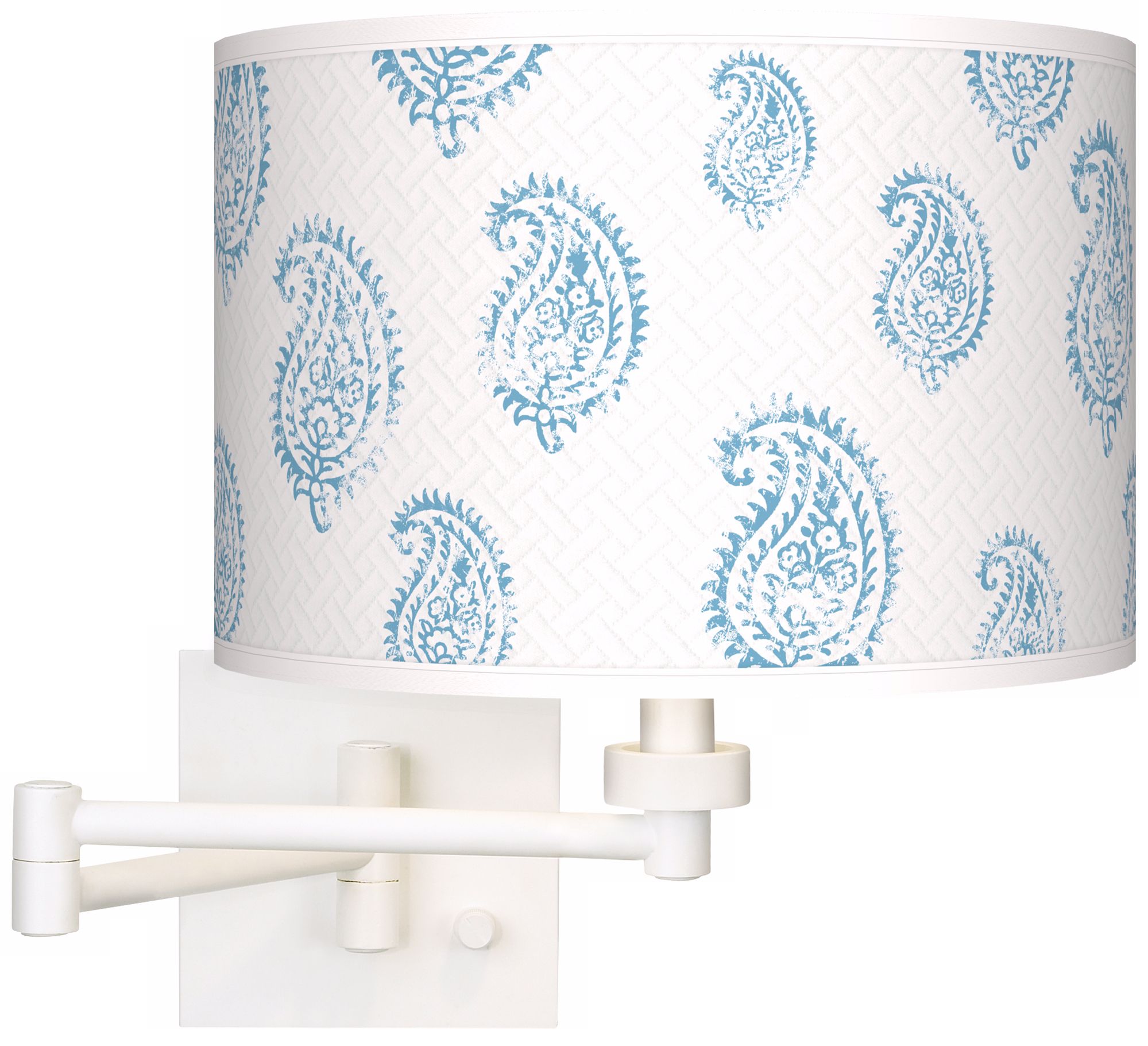 Paisley Snow Giclee Matte White Plug-In Swing Arm Wall Light
