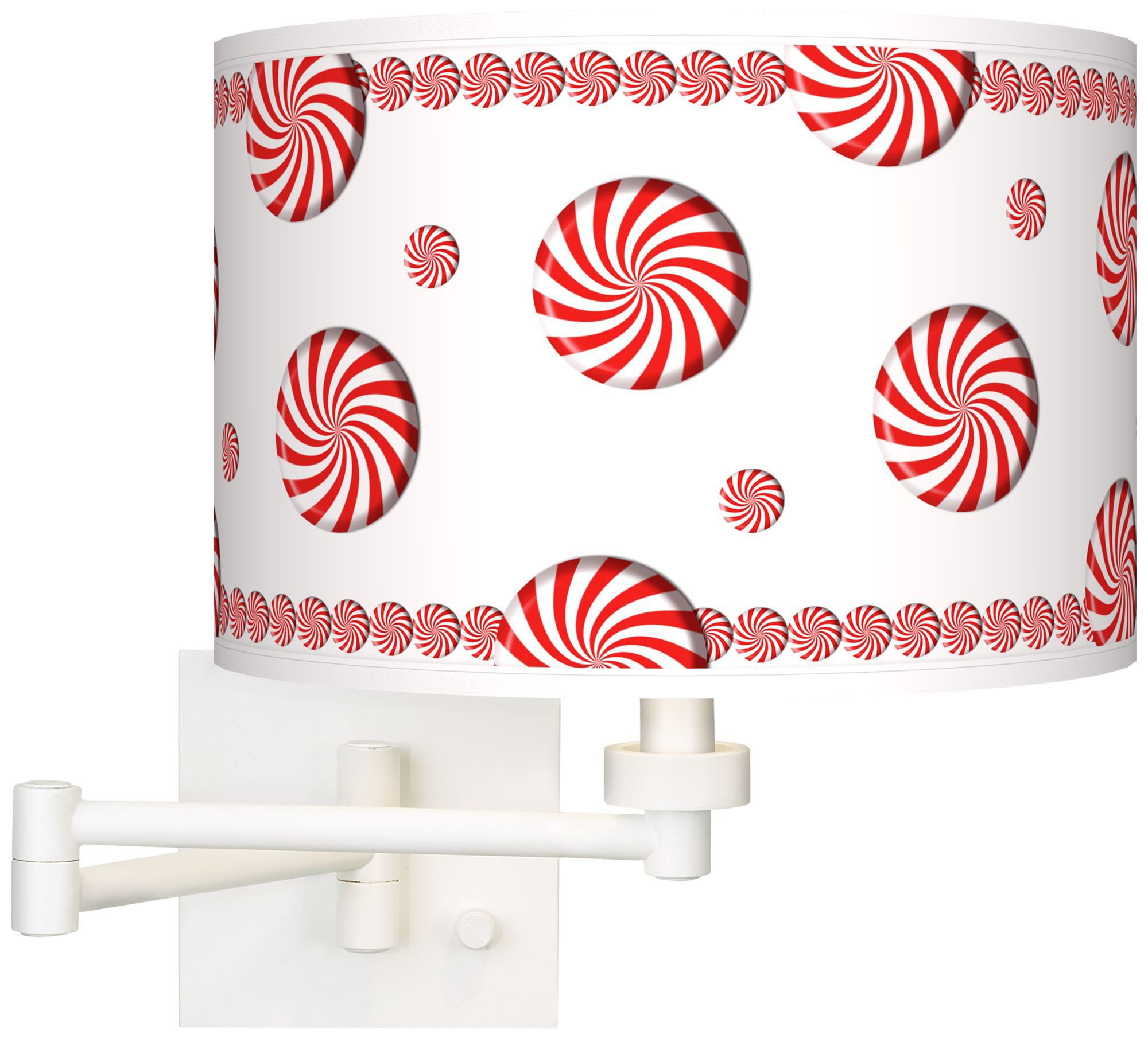 Peppermint Pinwheels Giclee Plug-In Swing Arm Wall Light