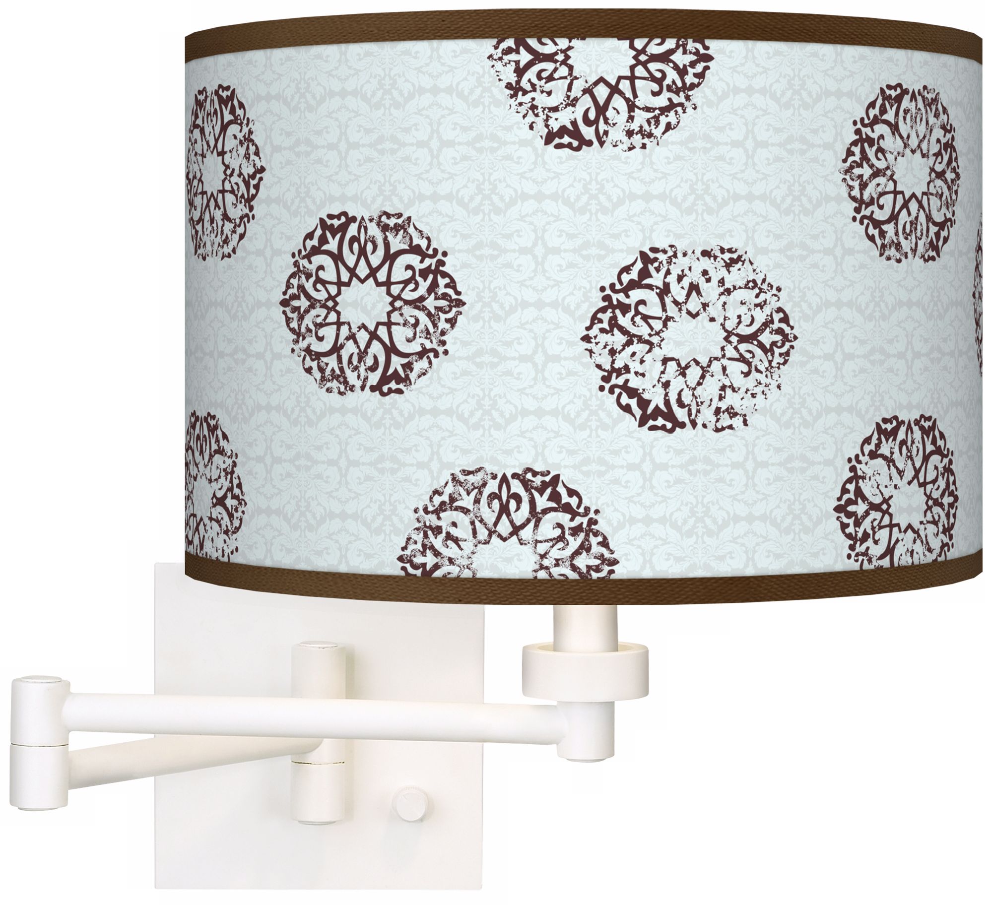Weathered Medallion Giclee White Plug-In Swing Arm Wall Light