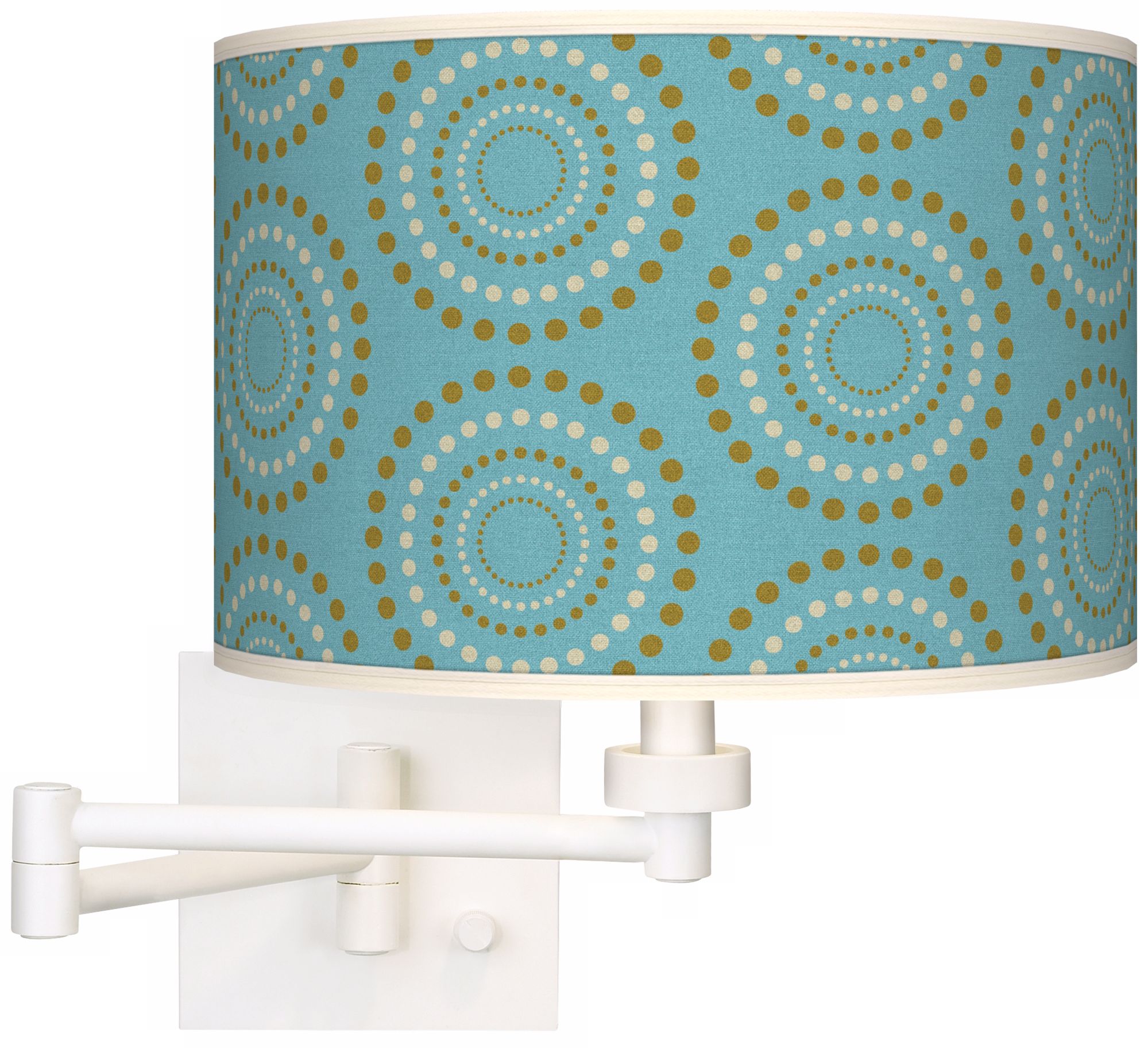 Blue Caliiope Linen Giclee Plug-In Swing Arm Wall Light