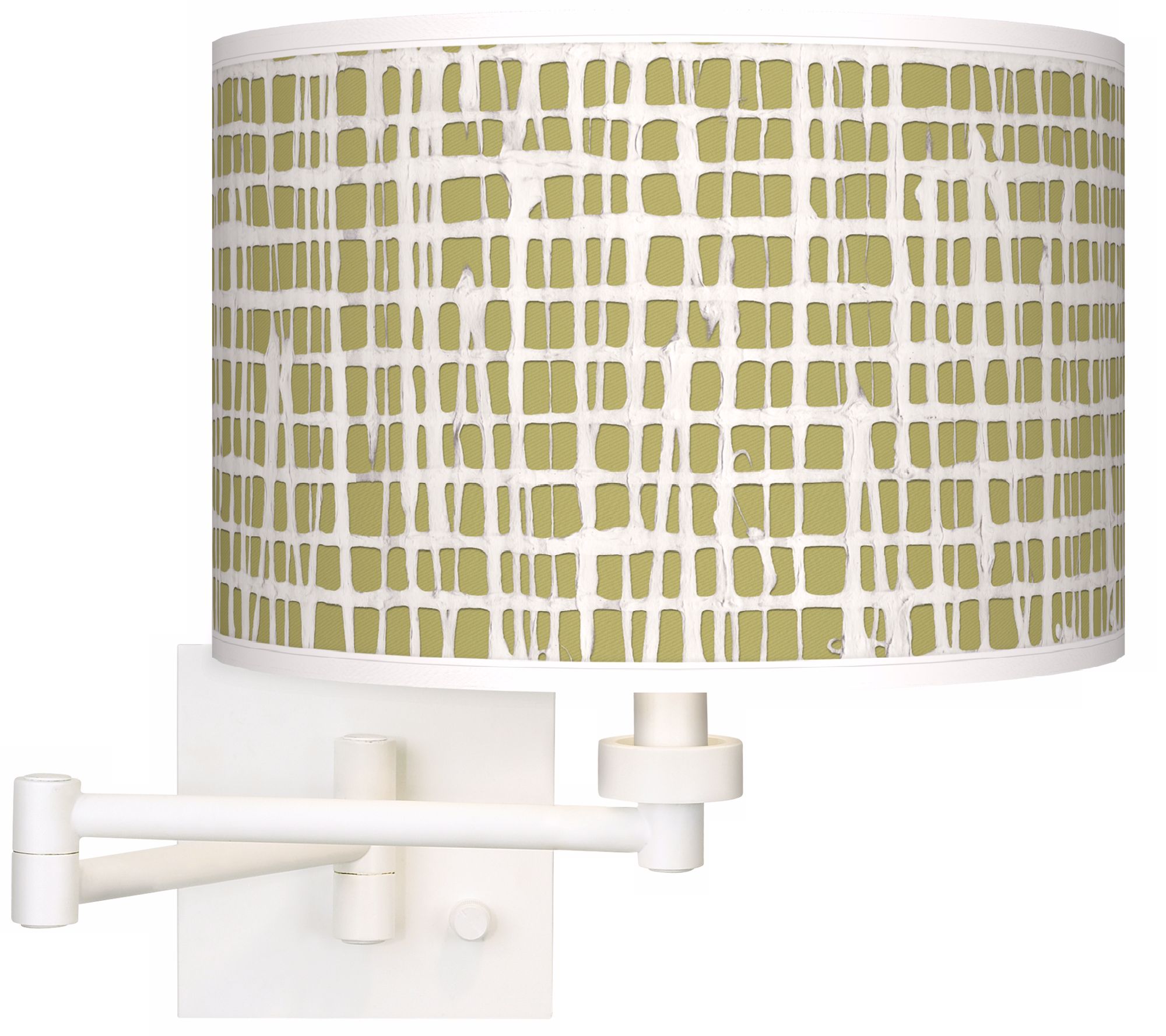 Ecru Screen Linen Giclee White Plug-In Swing Arm Wall Light