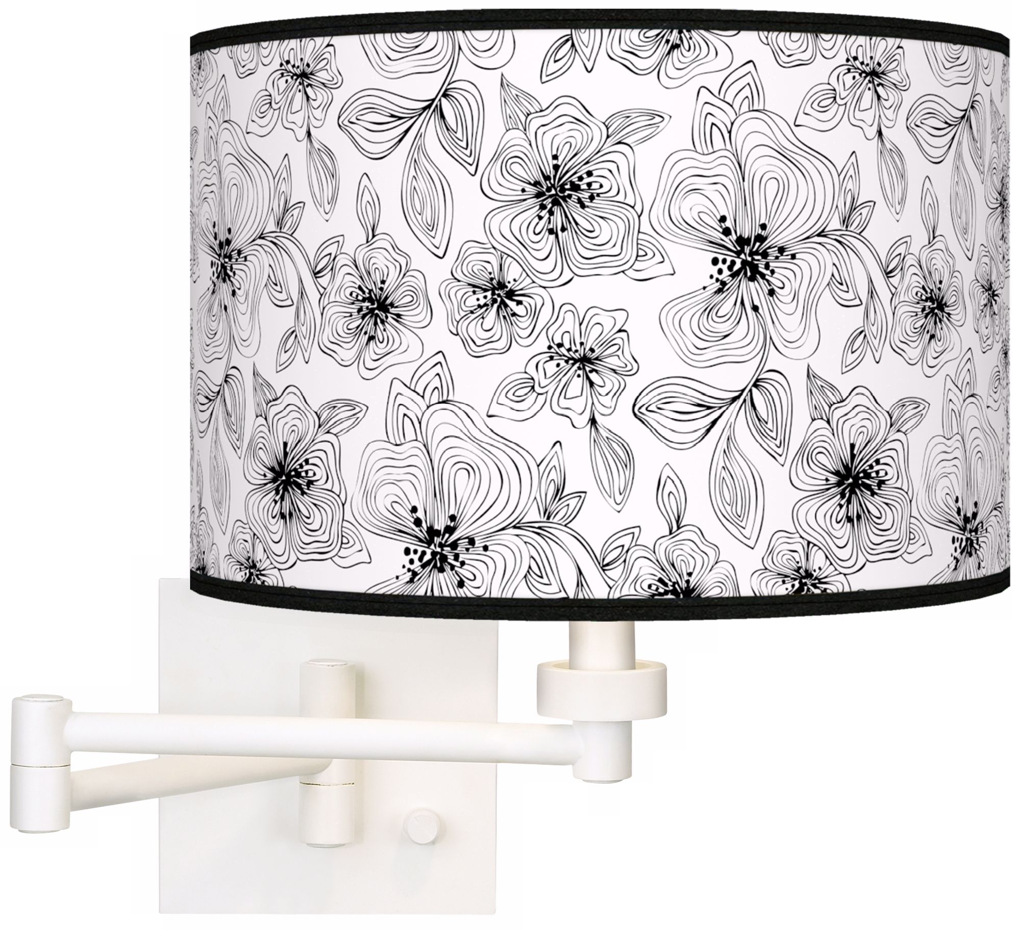 Stacy Garcia Linear Floral Giclee White Swing Arm Wall Light