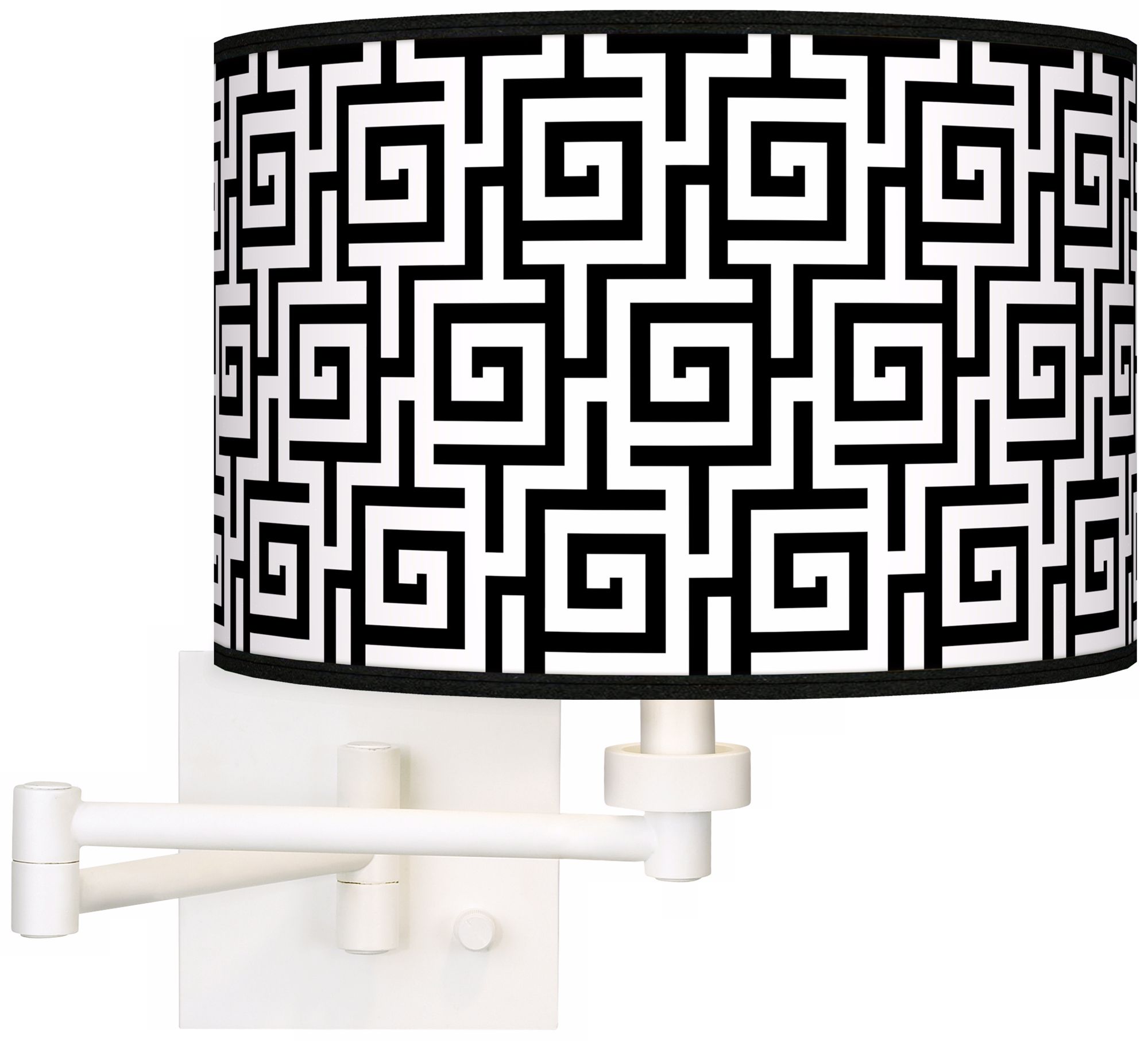 Greek Key Giclee White Swing Arm Wall Light