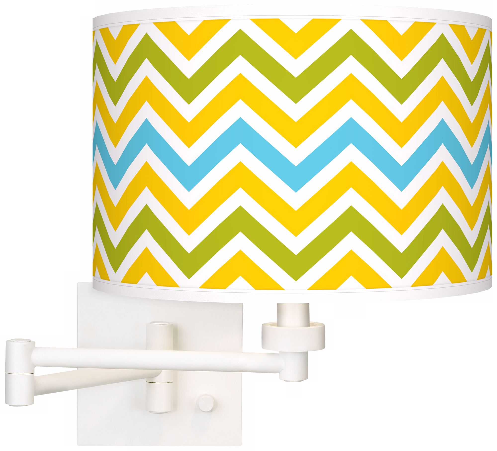 Citrus Zig Zag Giclee White Swing Arm Wall Light