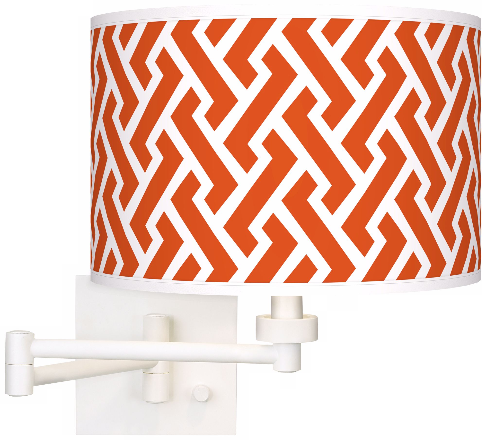 Red Brick Weave Giclee White Swing Arm Wall Light