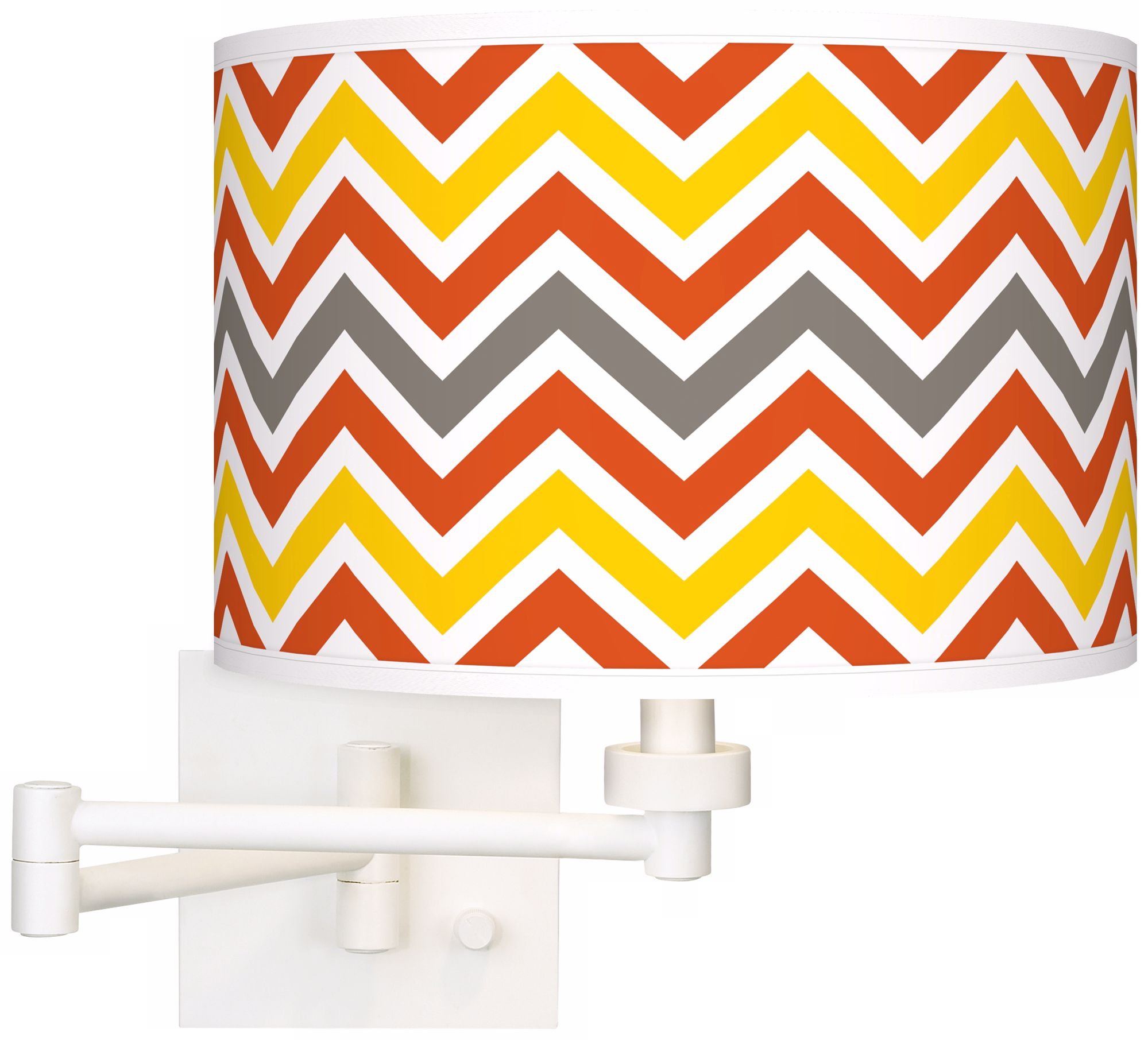 Flame Zig Zag  Giclee White Swing Arm Wall Light