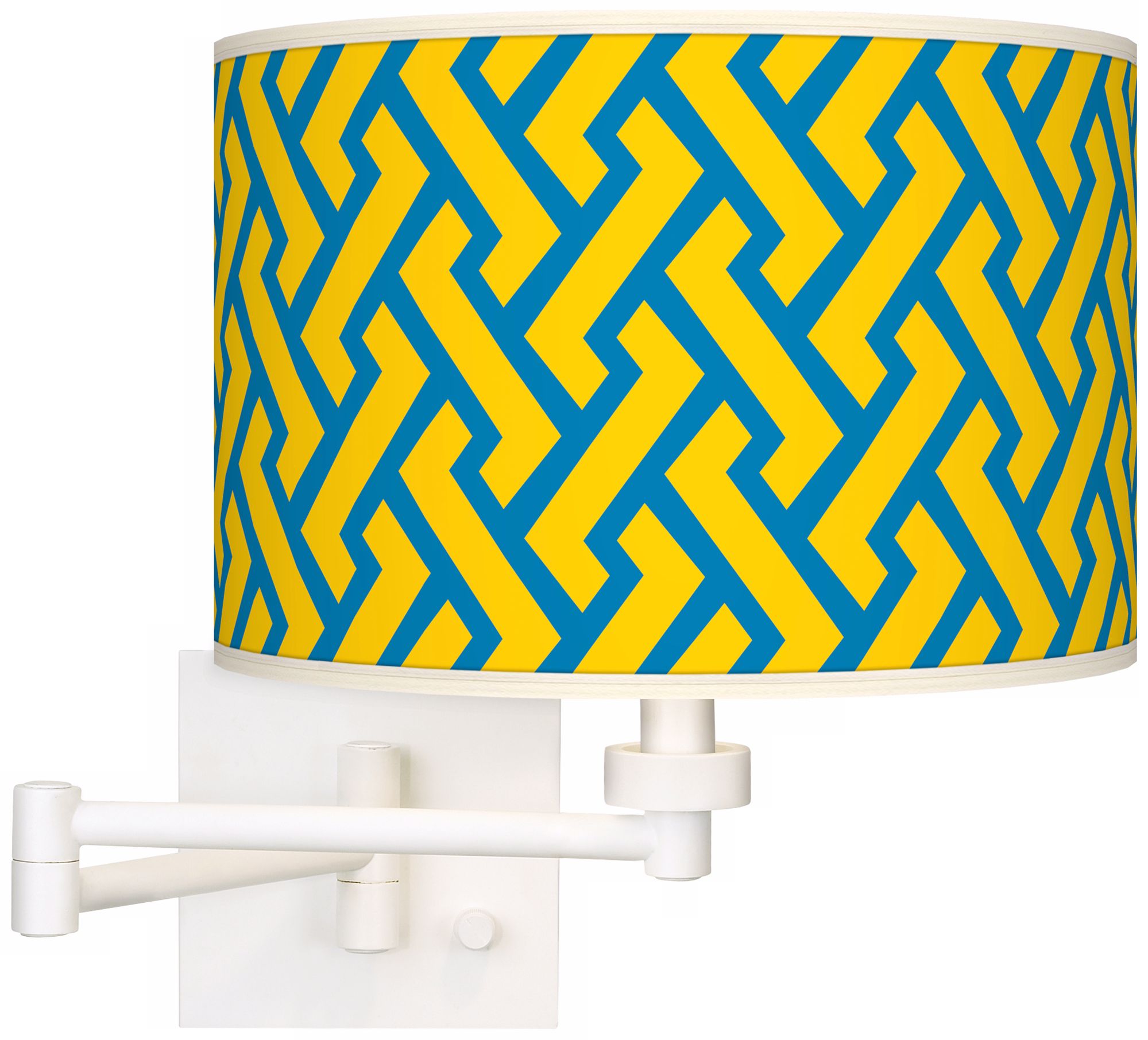 Yellow Brick Weave Giclee White Swing Arm Wall Light