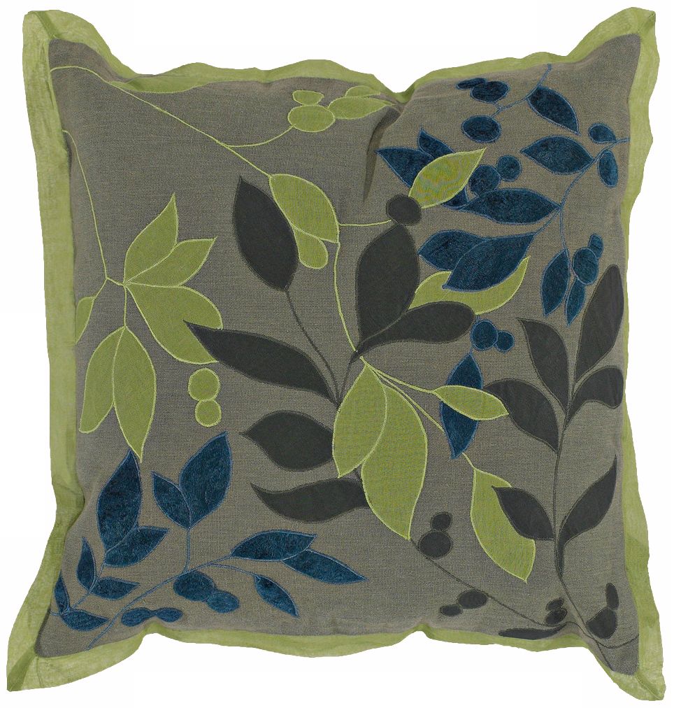 Khaki and Lime Leaves Pillow