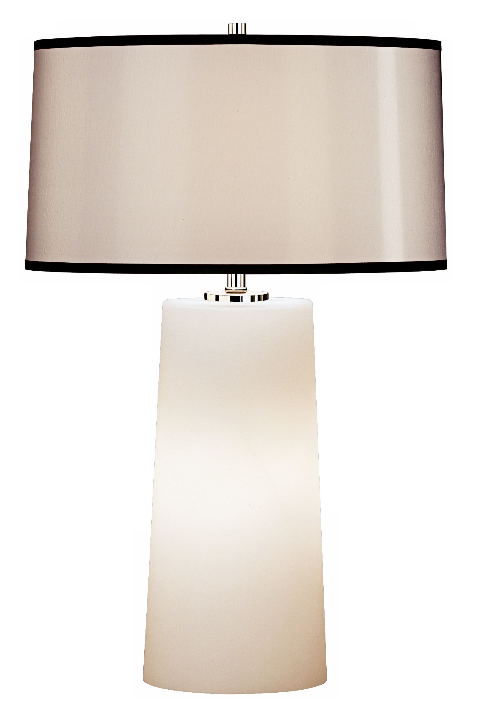 Robert Abbey White Frosted Glass with Black Trim Shade Lamp