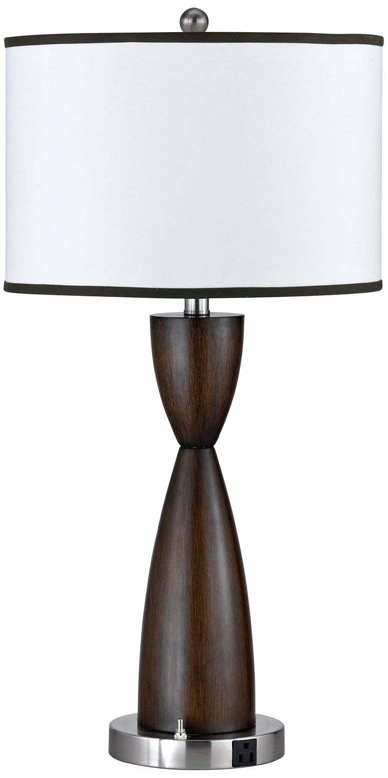 Espresso Faux Wood Hourglass Table Lamp