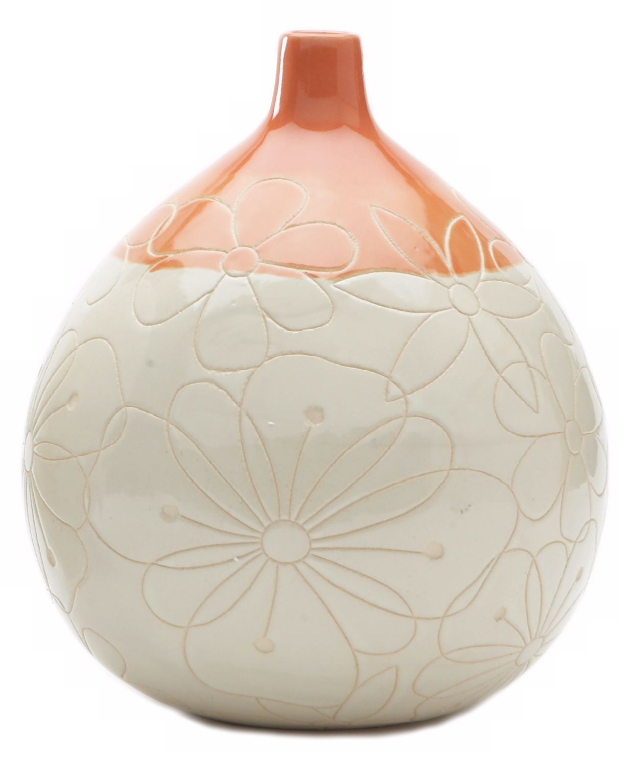 Coconut and Mandarin Finish Ceramic Teardrop Vase