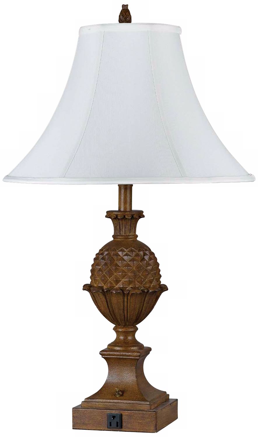 Pineapple Base Antique Bronze Two Light Table Lamp