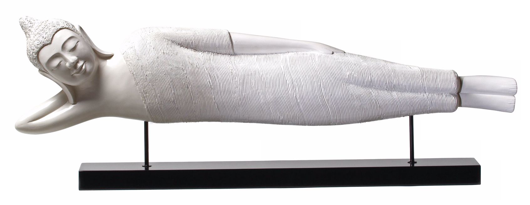 Reclining Buddha White Finish Standing Art