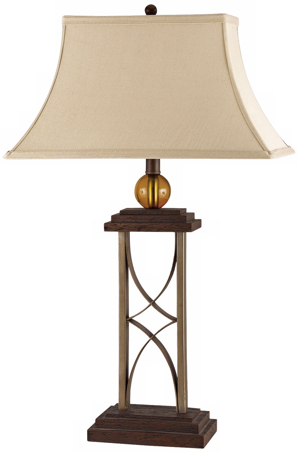 Wrought Iron and Dark Oak Finish Table Lamp