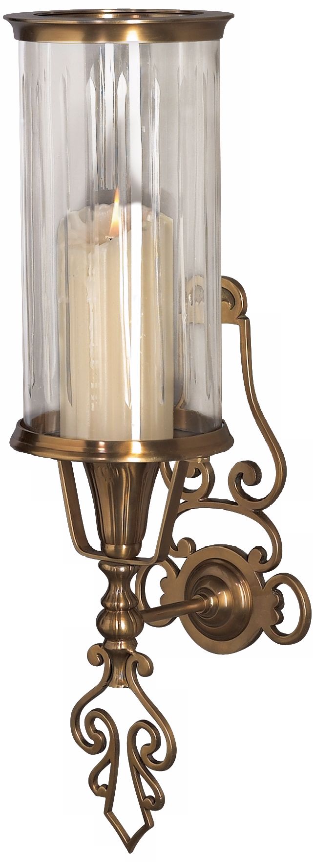 Antique Brass Scroll Candle Wall Sconce