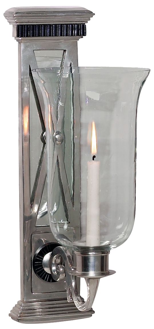 Silver Finish Mirror Candle Wall Sconce