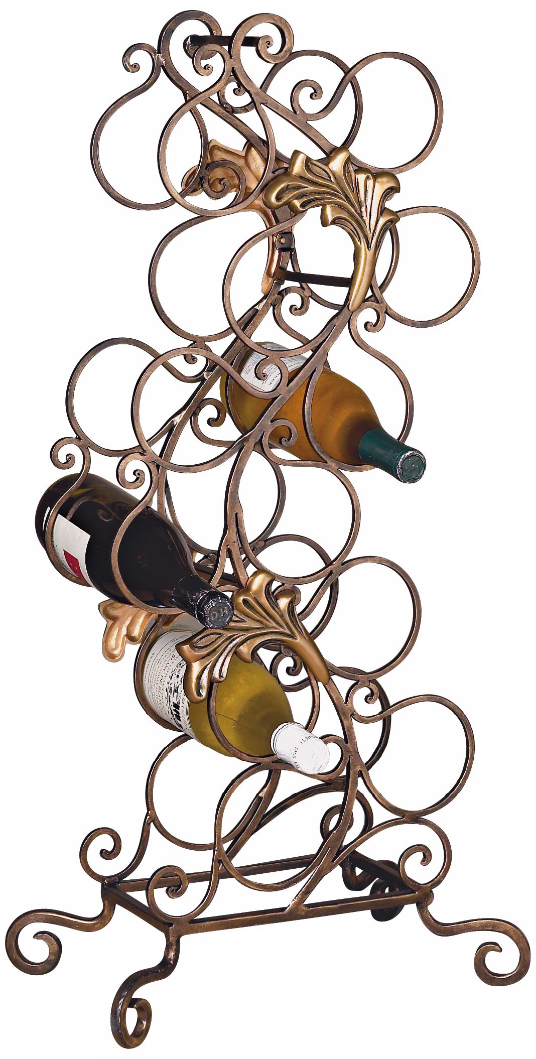 Florence Brassed Iron Swirl 12 Bottle Metal Wine Rack