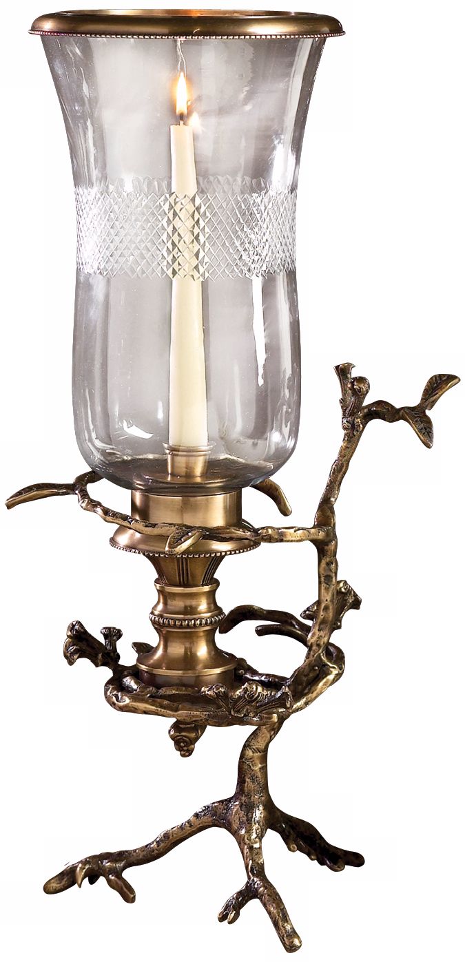 Bronze Finish Hurricane Branch Candle Holder