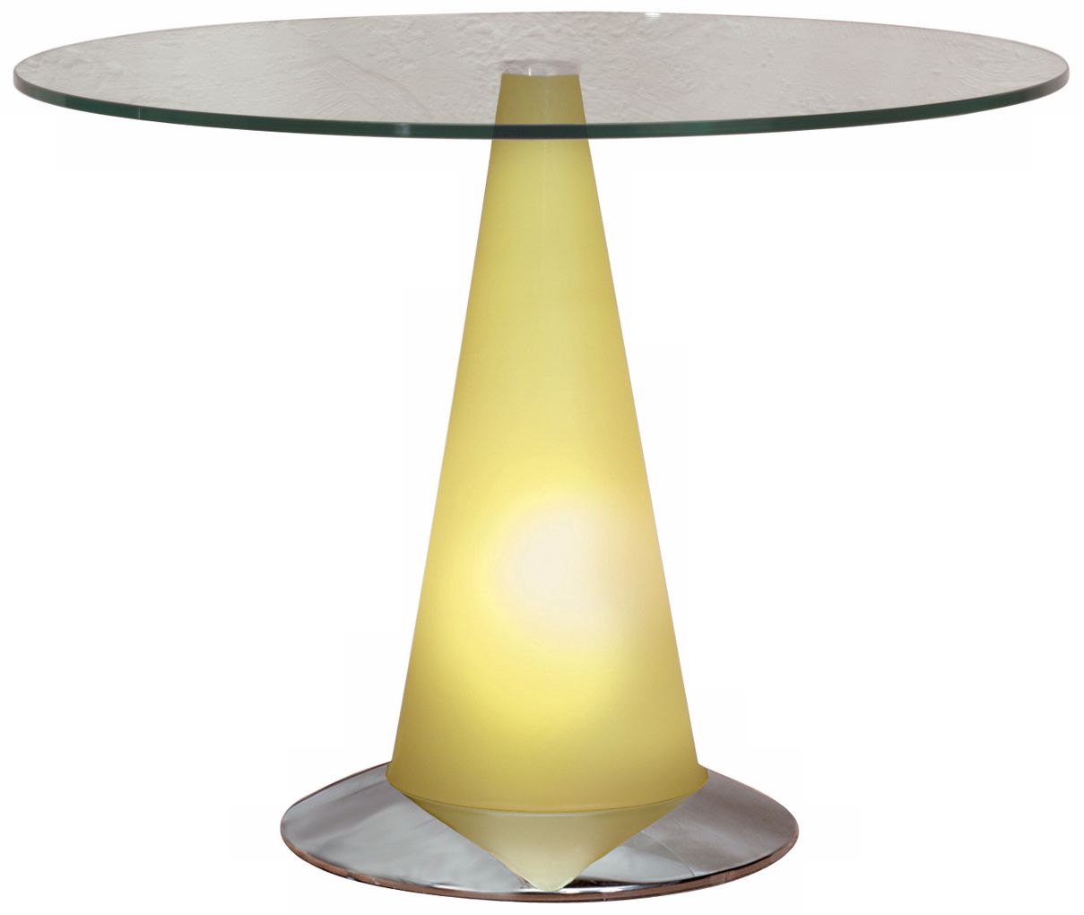 Lemon Round Glass Top Lighted Table