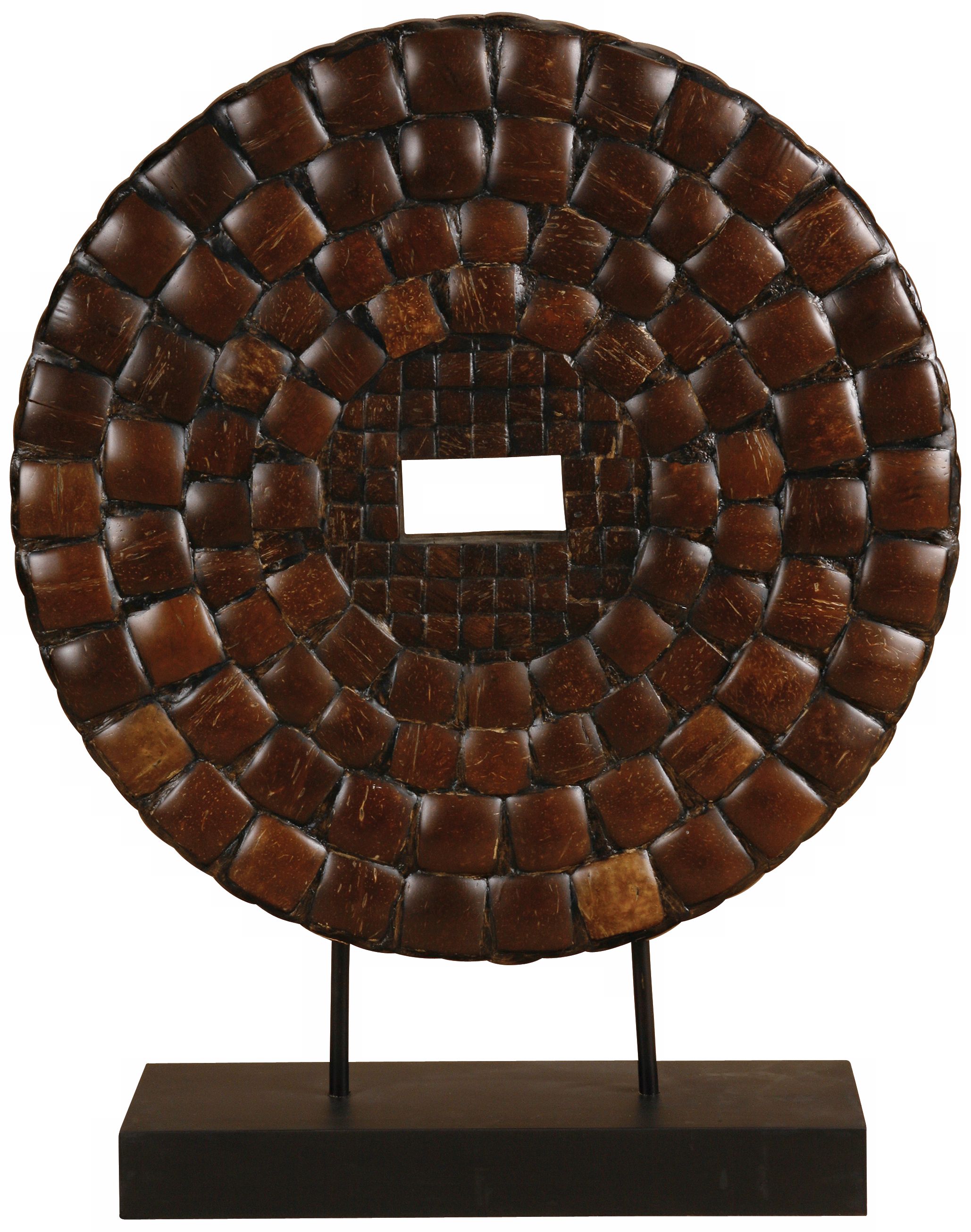 Faux Coconut Shell Decorative Plate on Stand