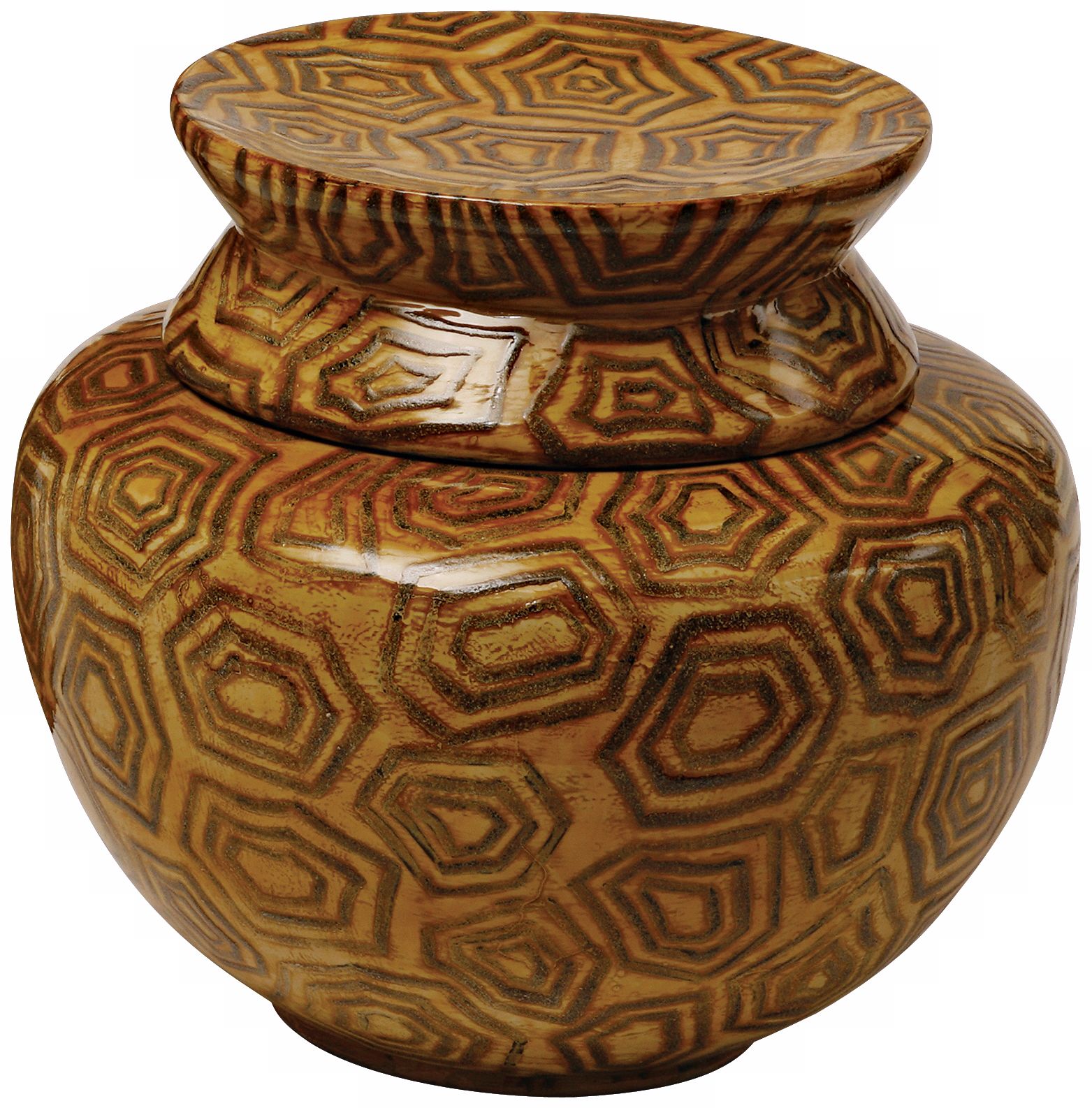 Mustard and Brown Lacquered Bamboo Bowl