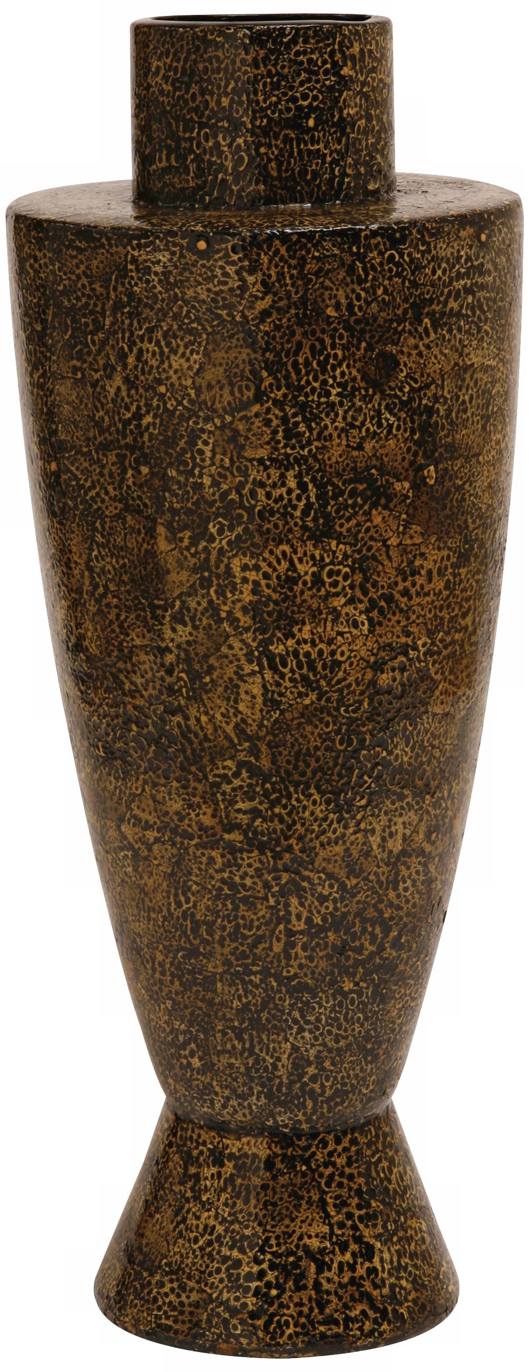 Hand-Painted Ebony and Gold Ceramic Vase
