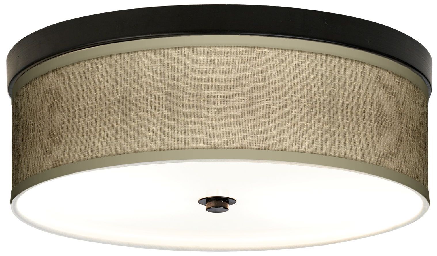 Burlap Print Bronze Giclee 14" Wide Ceiling Light