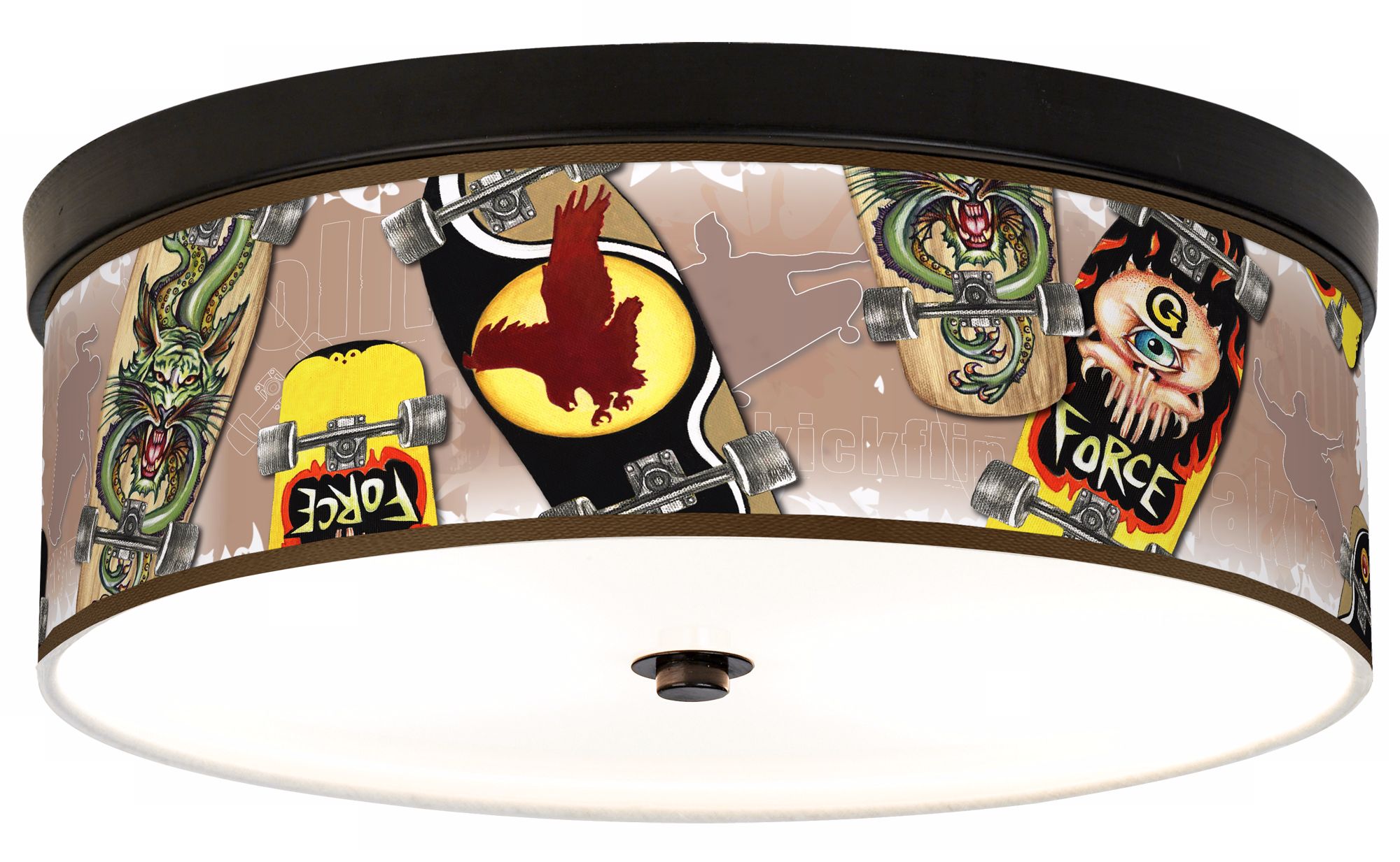 Skateboard Mania Giclee Bronze CFL Ceiling Light