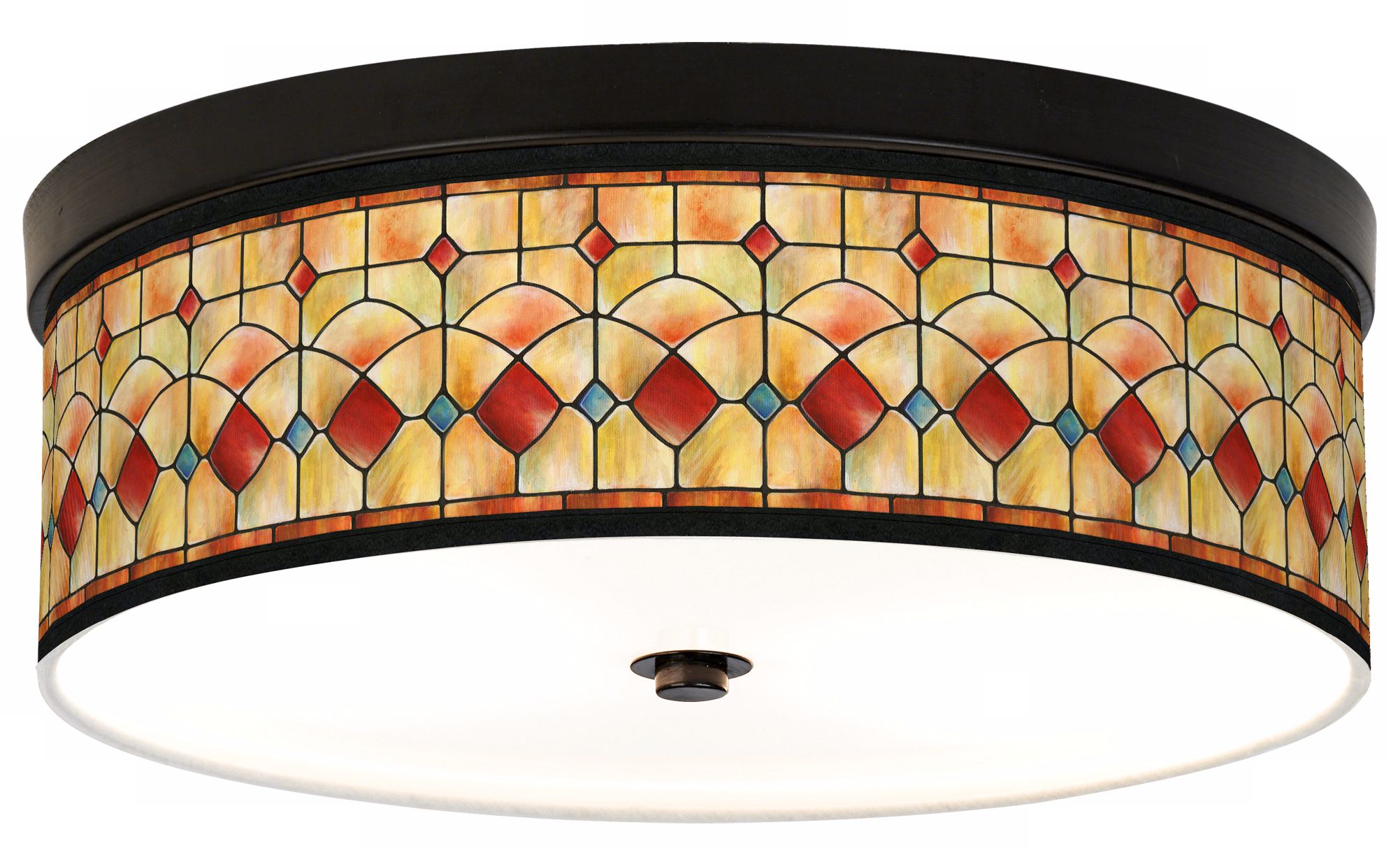 Tiffany Reds Giclee Bronze CFL Ceiling Light