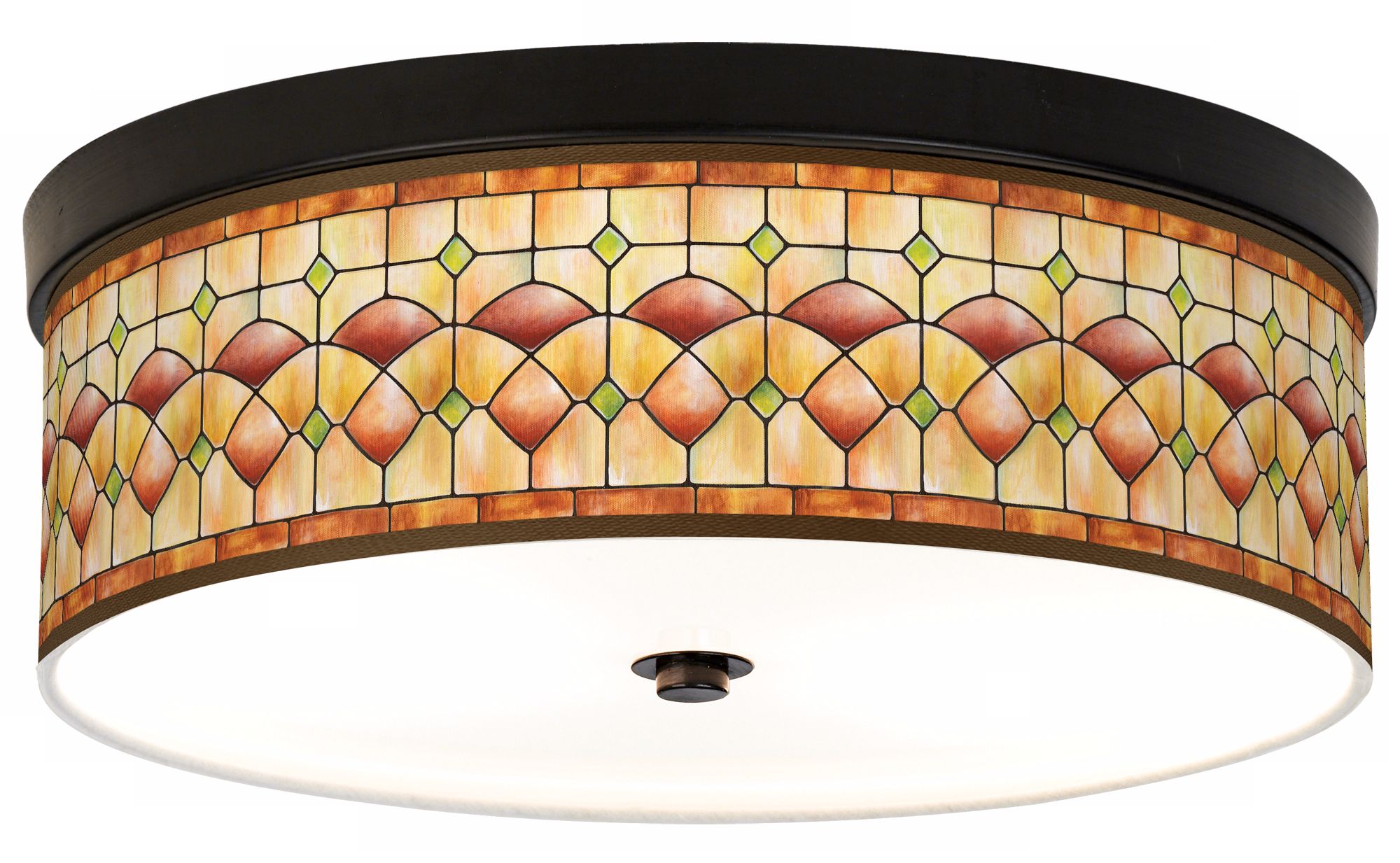 Tiffany Ochre Giclee Bronze CFL Ceiling Light