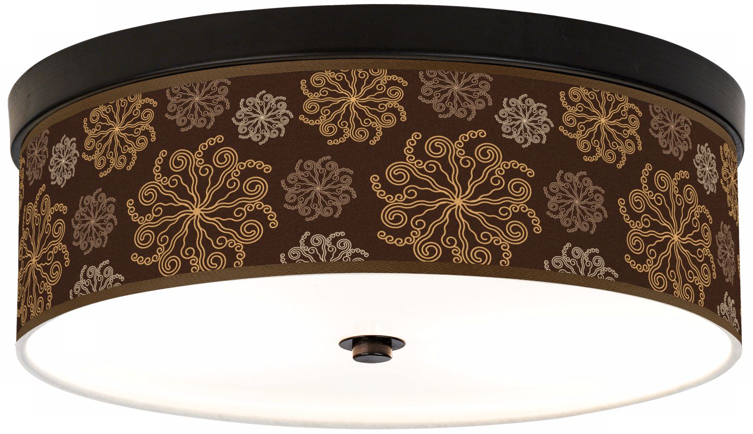 Chocolate Blossom Linen Giclee Energy Efficient Ceiling Light
