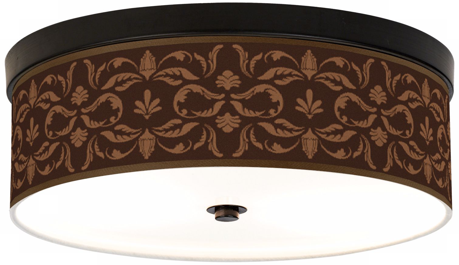 Mocha Flourish Linen Giclee Energy Efficient Ceiling Light