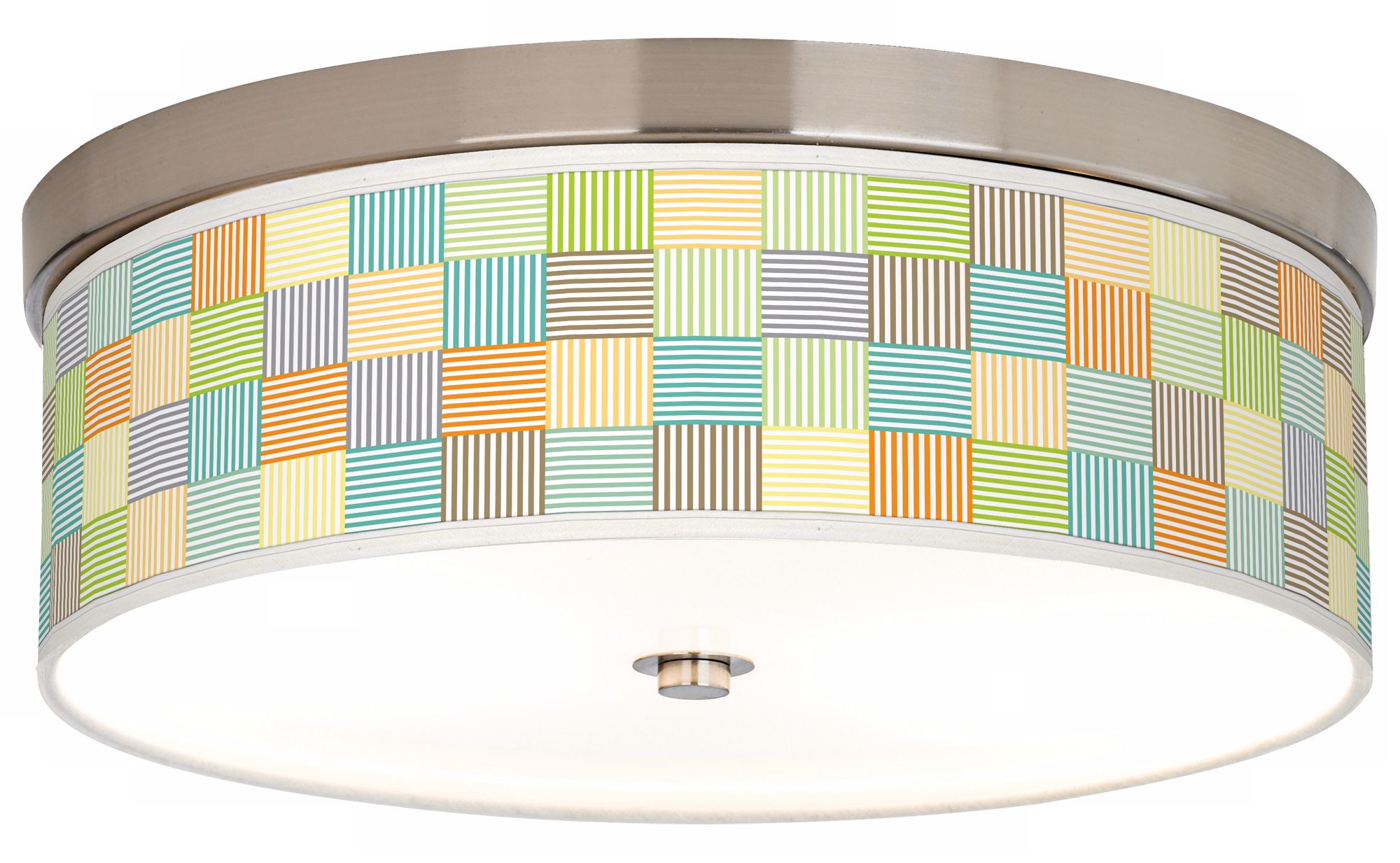 Pixel Light Giclee Nickel CFL Flushmount Ceiling Light
