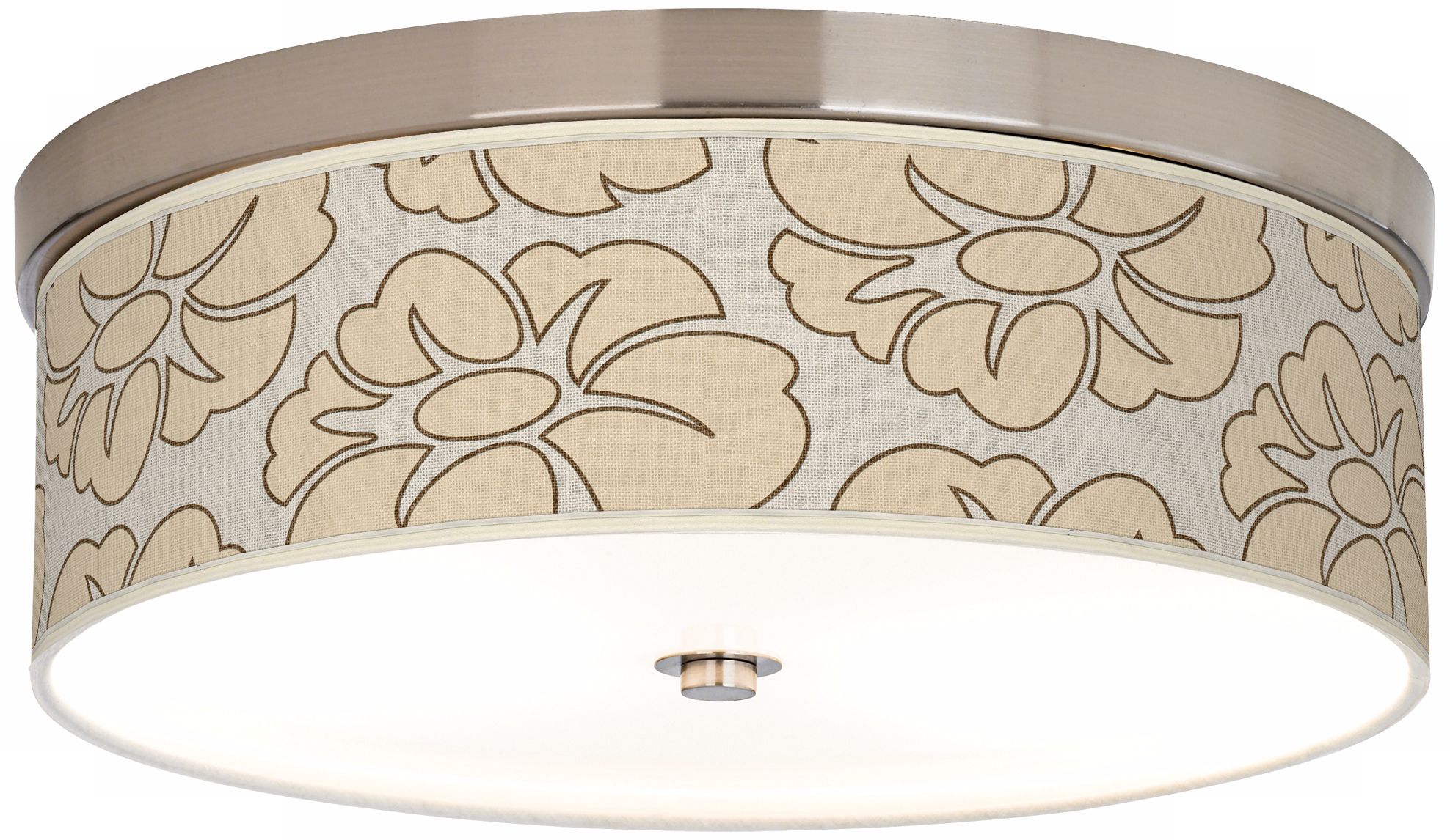 Floral Silhouette Giclee 14" Wide CFL Nickel Ceiling Light